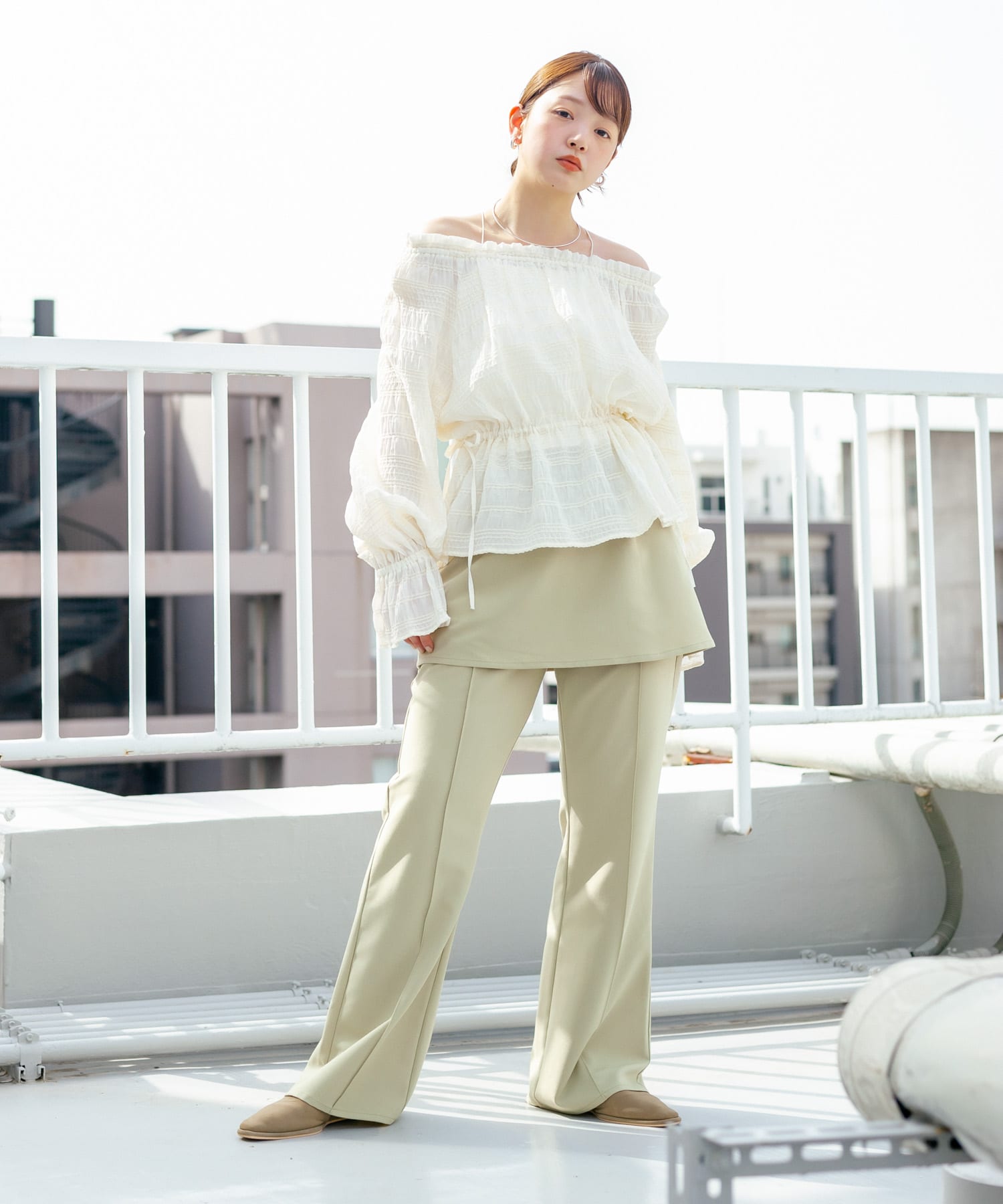 スエードライクフラットシューズ BEIGE 37