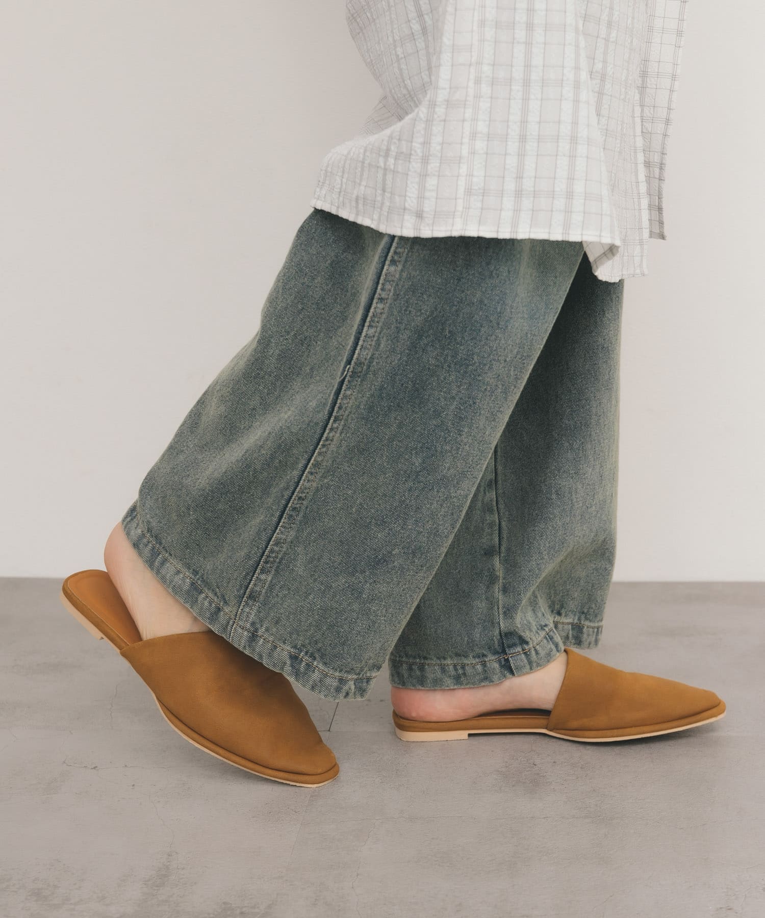 スエードライクフラットシューズ CAMEL 37