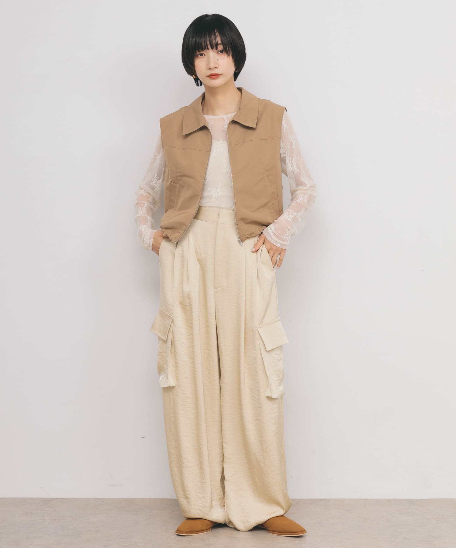 スエードライクフラットシューズ CAMEL 37