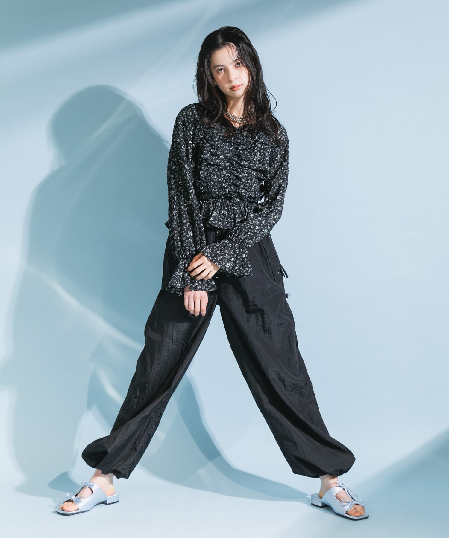 サテンリボンミュール BLUE 38