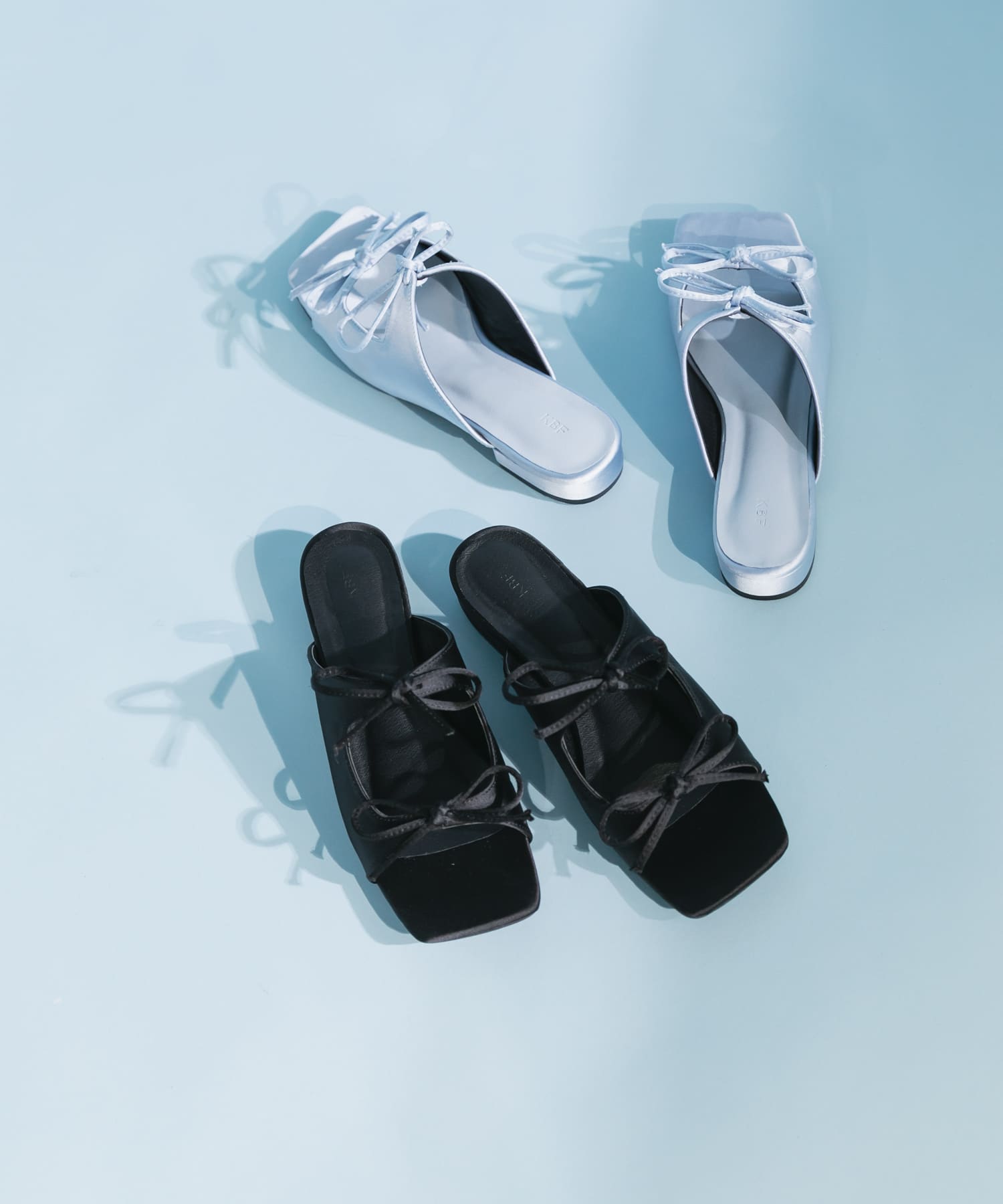 サテンリボンミュール BLUE 38