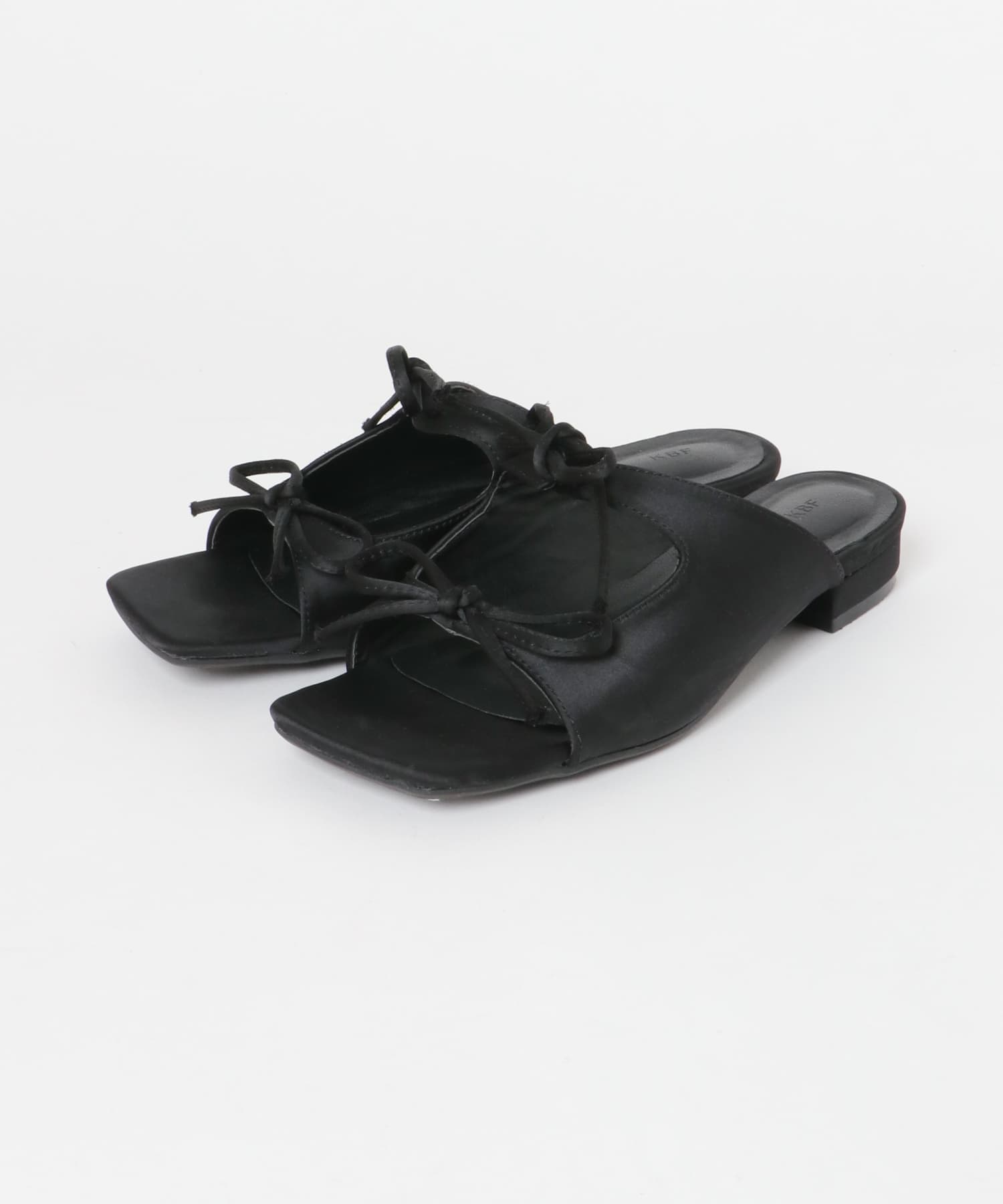 サテンリボンミュール BLACK 37