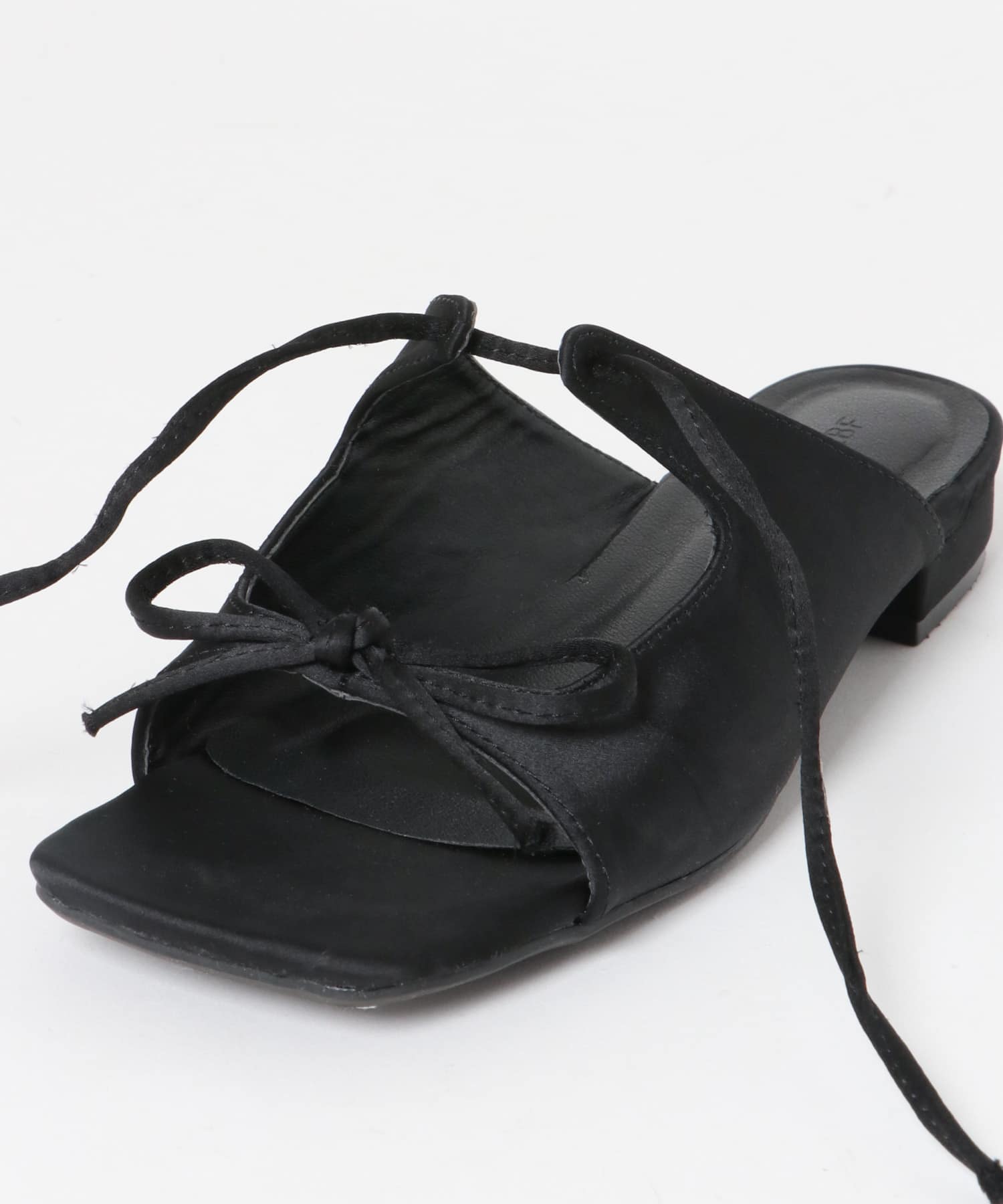 サテンリボンミュール BLACK 37