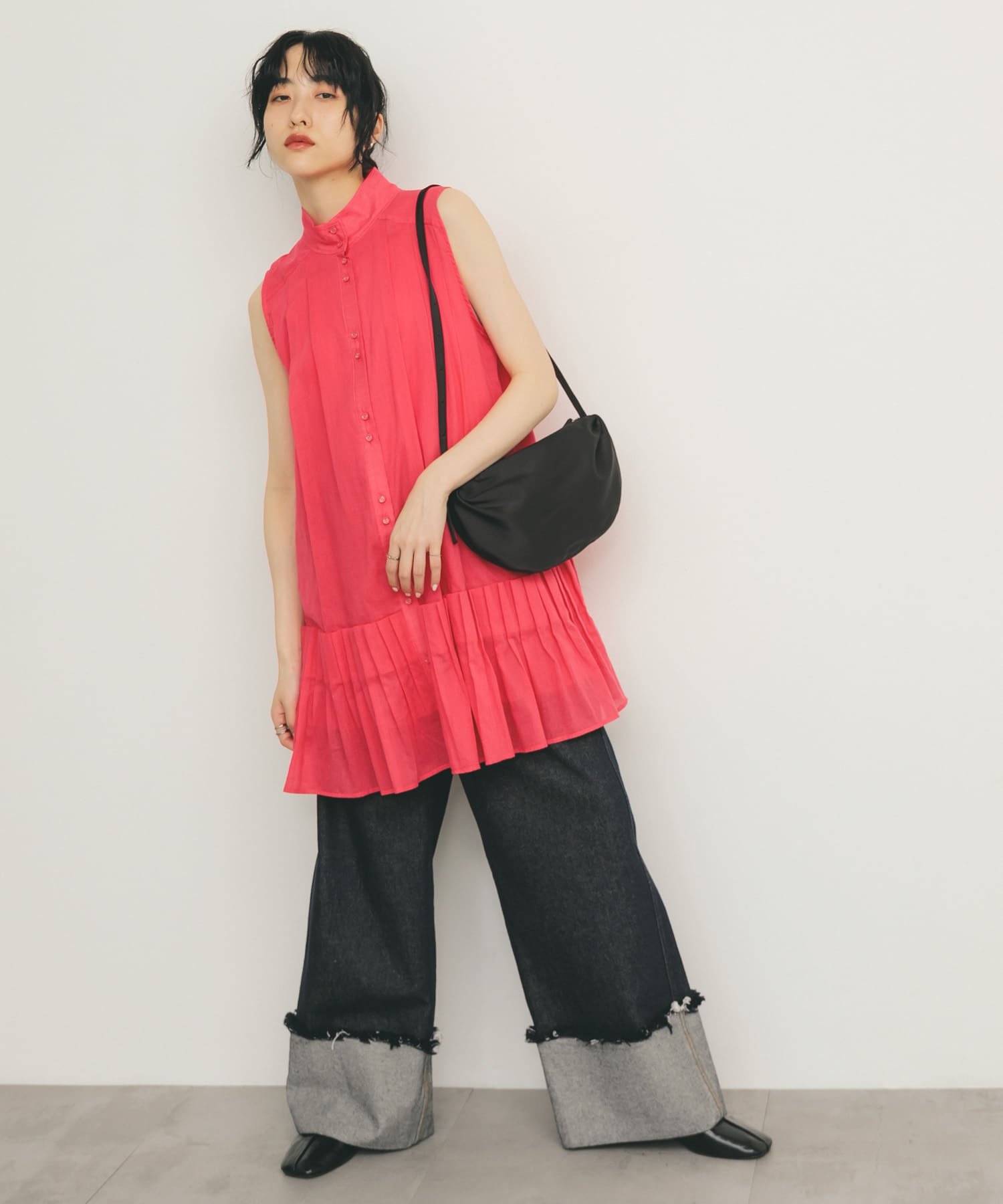 アシンメトリーストラップパンプス BLACK 36