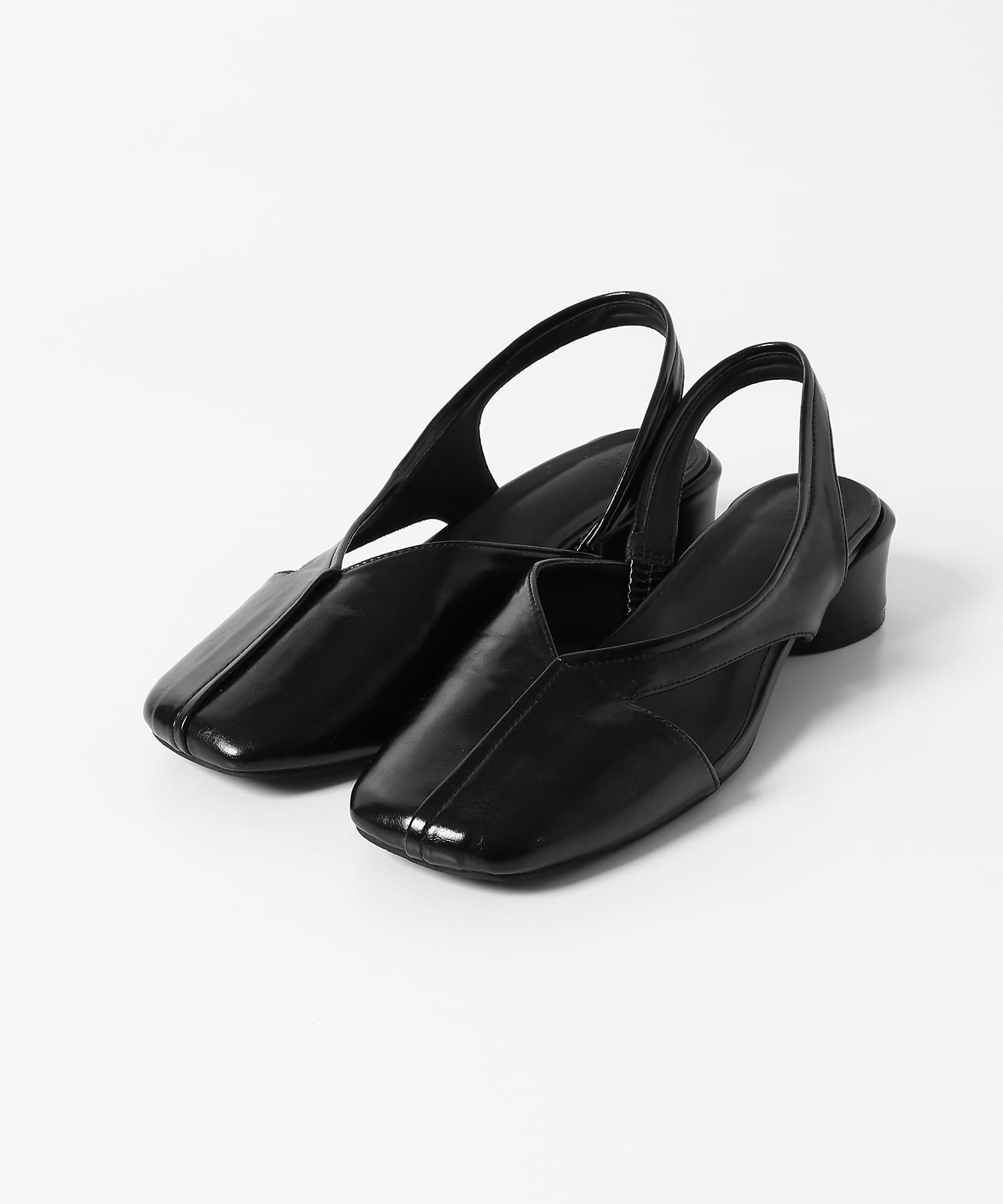 アシンメトリーストラップパンプス BLACK 36
