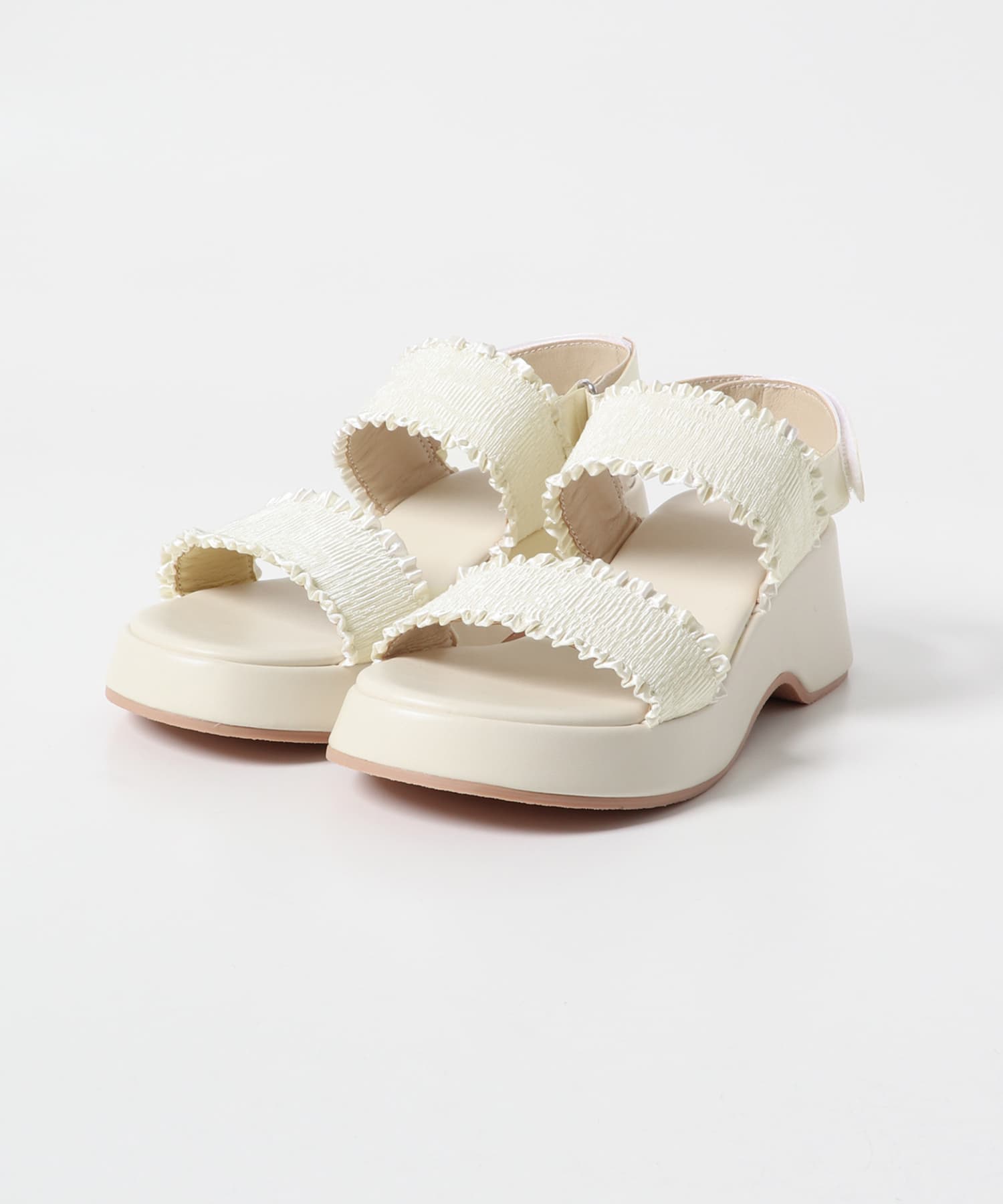 シャーリングベルトサンダル CREAM 36