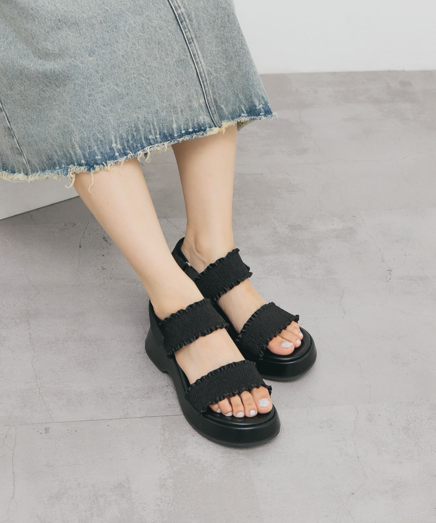 シャーリングベルトサンダル BLACK 36
