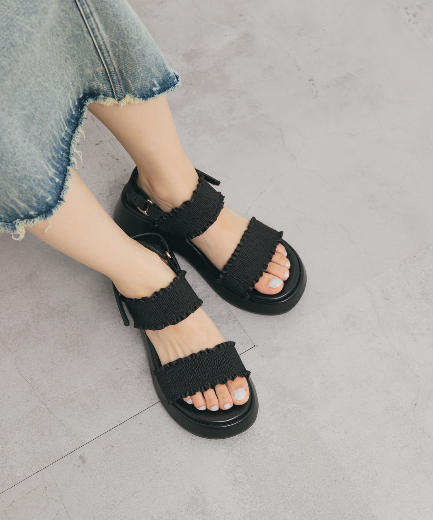 シャーリングベルトサンダル BLACK 36