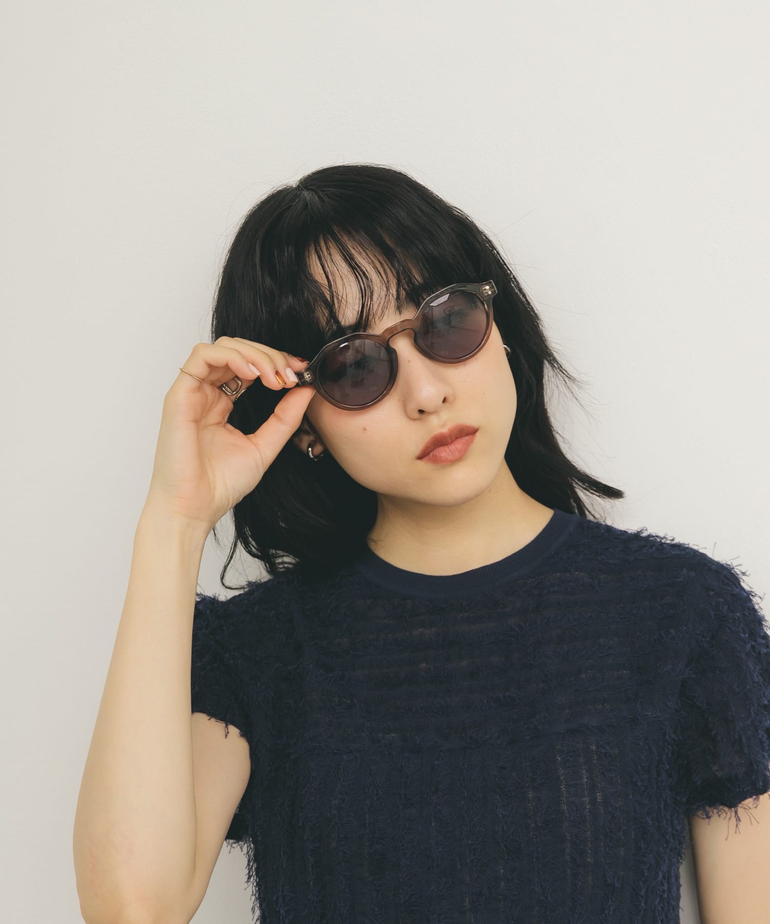 ボストンフレームサングラス BLUE GRAY one