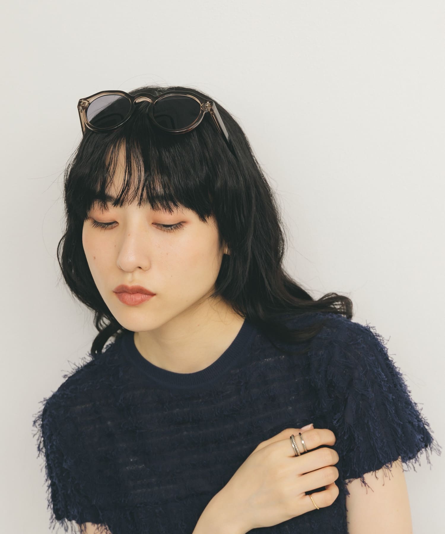 ボストンフレームサングラス BLUE GRAY one