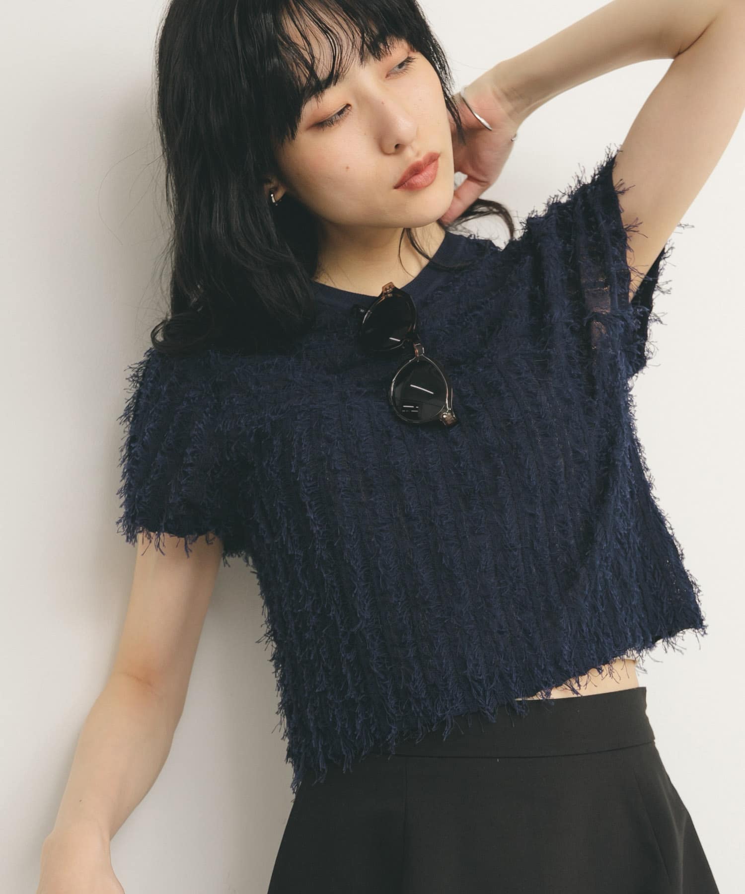 ボストンフレームサングラス BLUE GRAY one