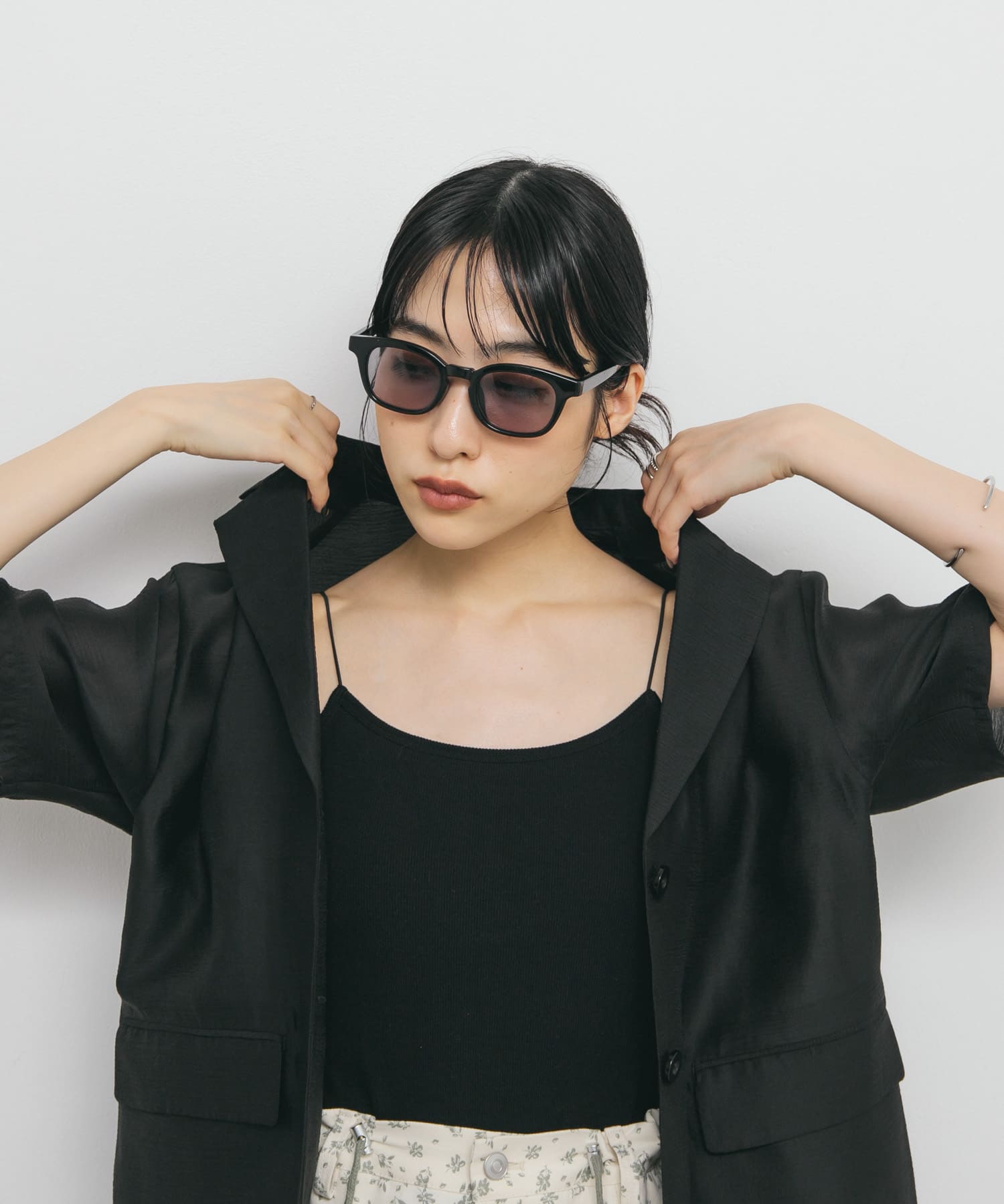 ウェリントンフレームサングラス BLACK one