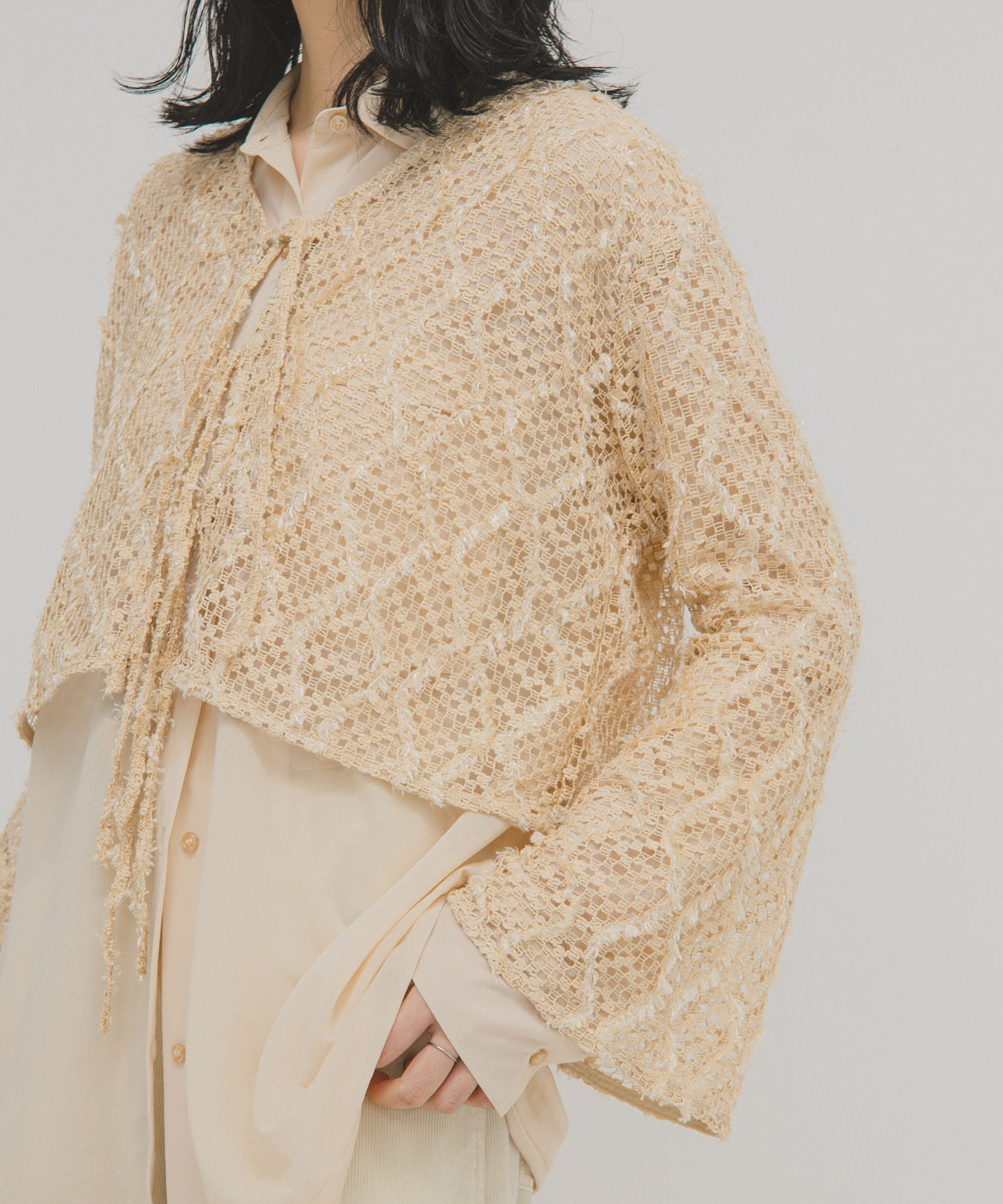 フェザーメッシュカーディガン