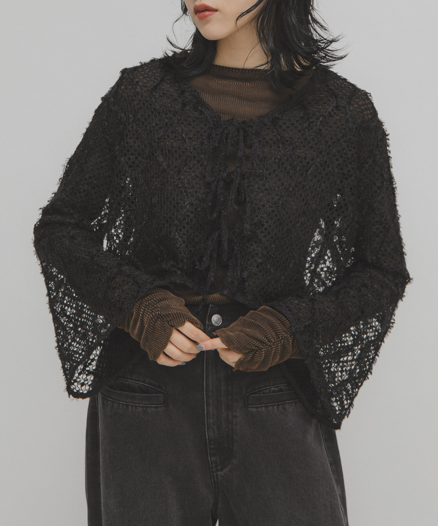 フェザーメッシュカーディガン