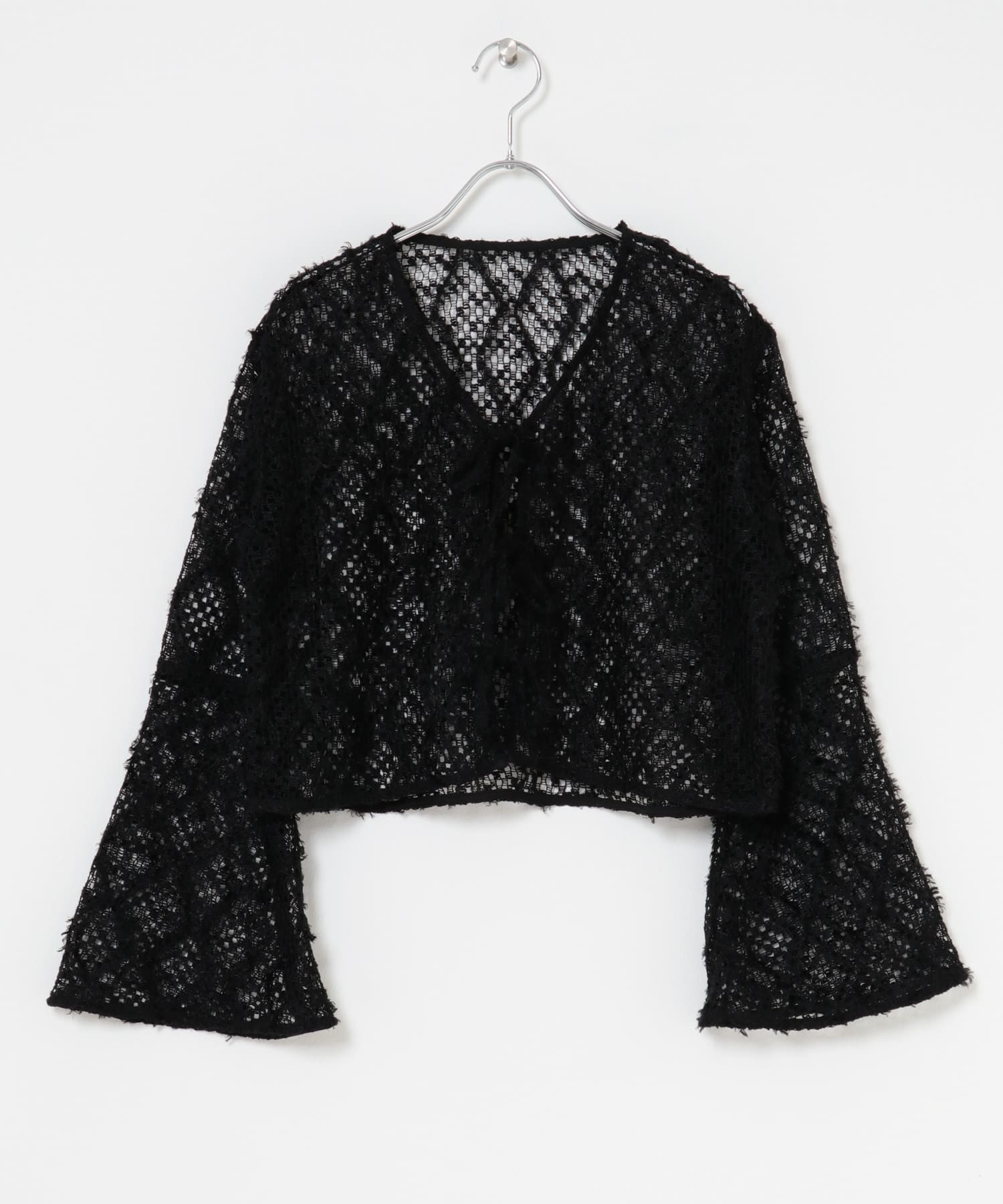 フェザーメッシュカーディガン BLACK one
