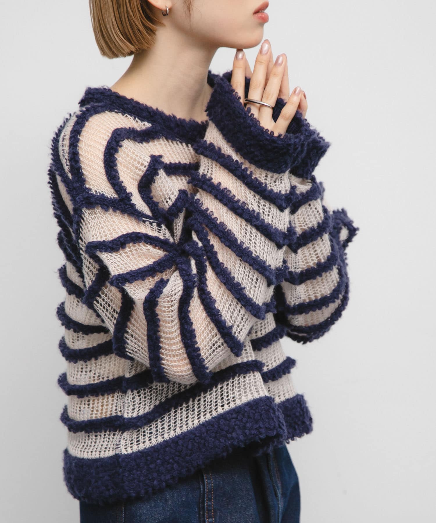 PEARLY GATES - 【美品】アルチビオ★ボーダーニット シアーボーダーニット(one GRY×L.GRN): トップス｜URBAN