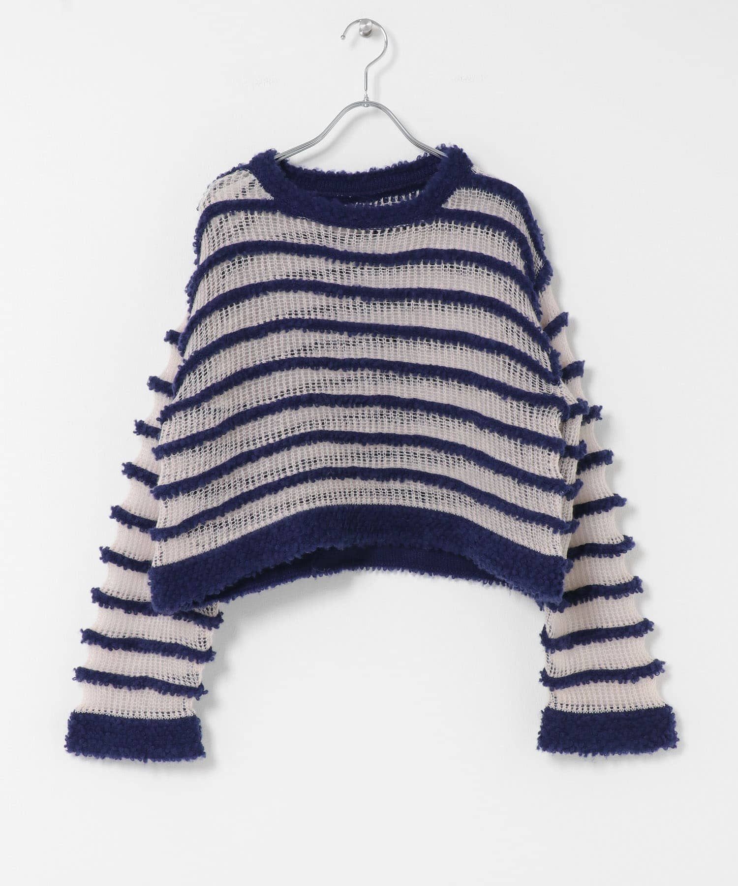 シアーボーダーニット NAVY×PINK one