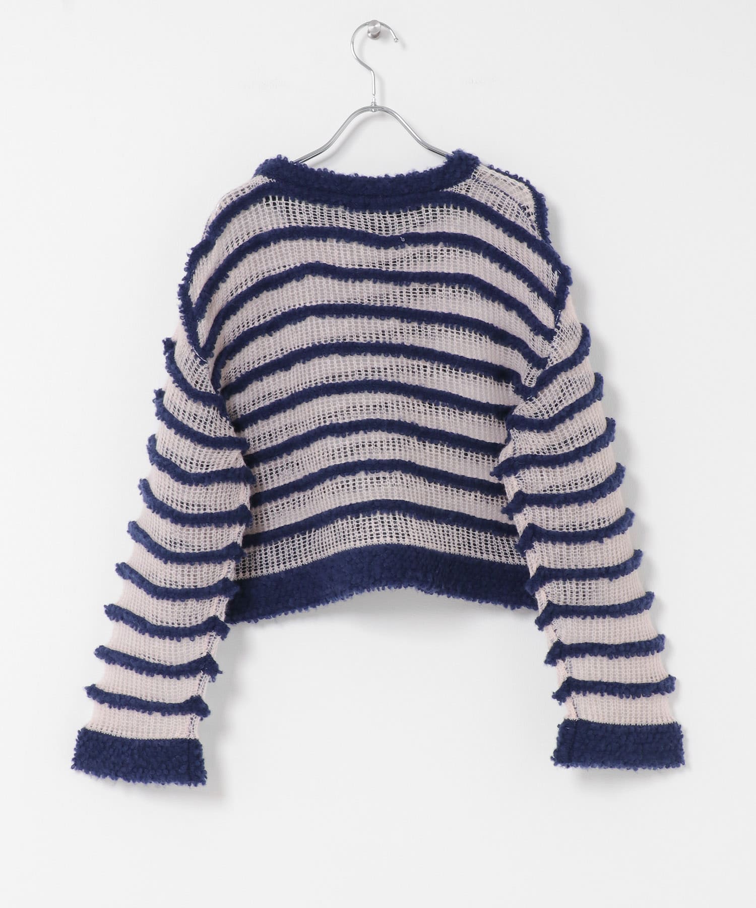 シアーボーダーニット NAVY×PINK one