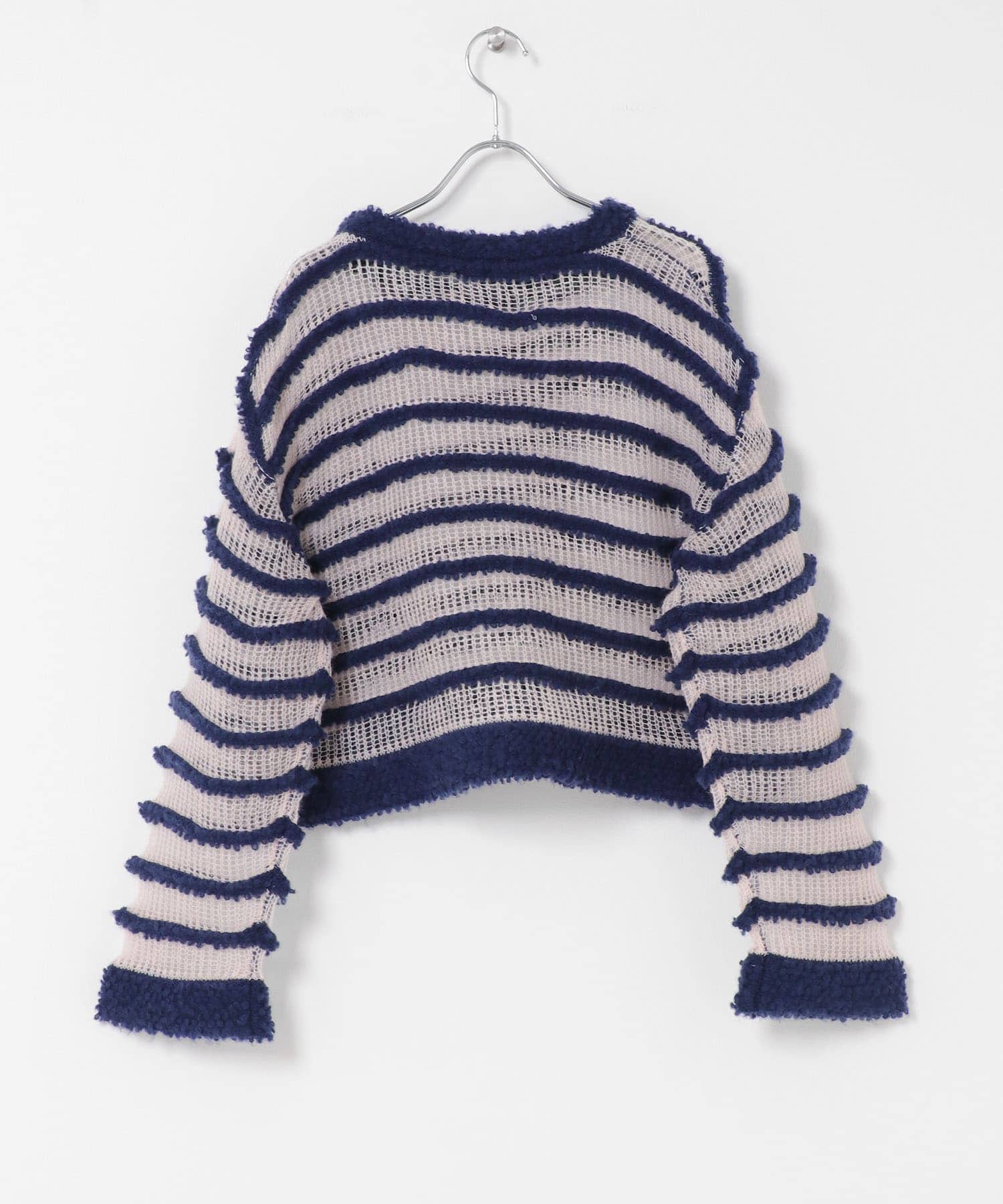 シアーボーダーニット NAVY×PINK one
