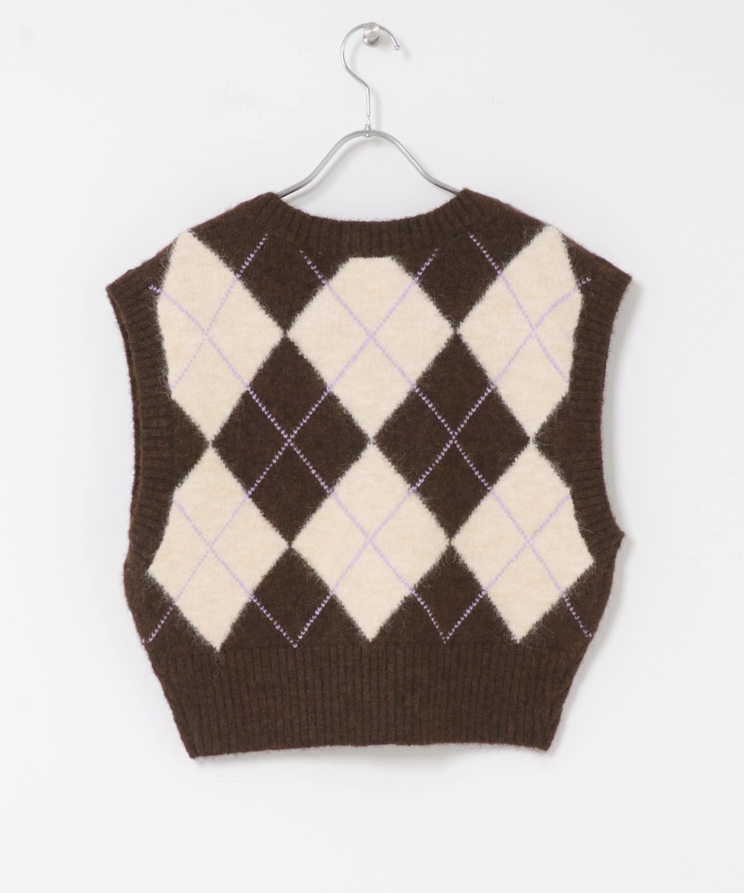 アーガイルニットベスト BROWN one