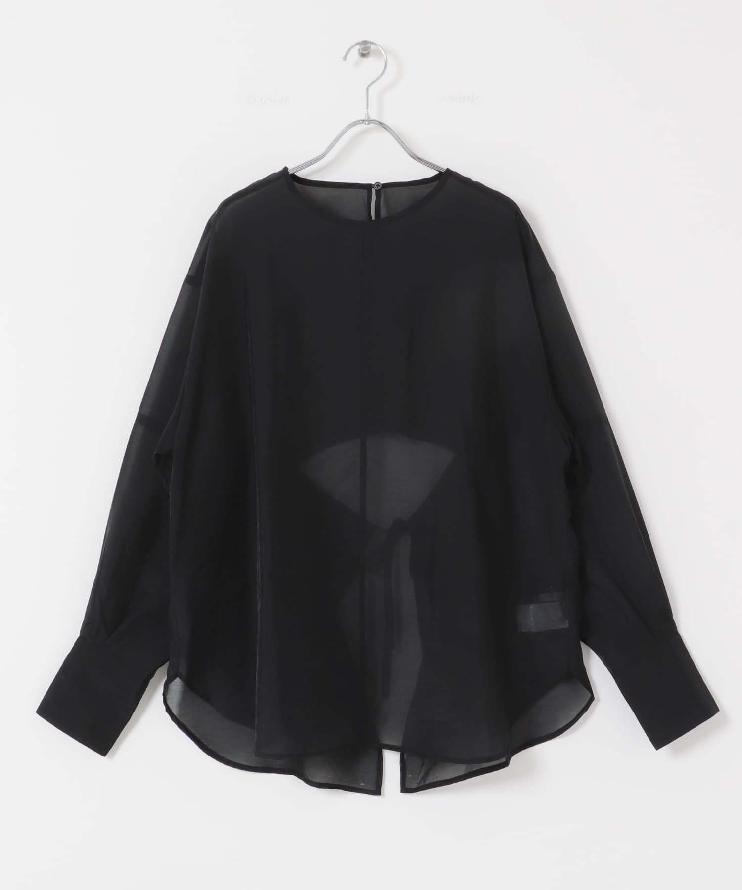 バックデザインシアーブラウス BLACK one