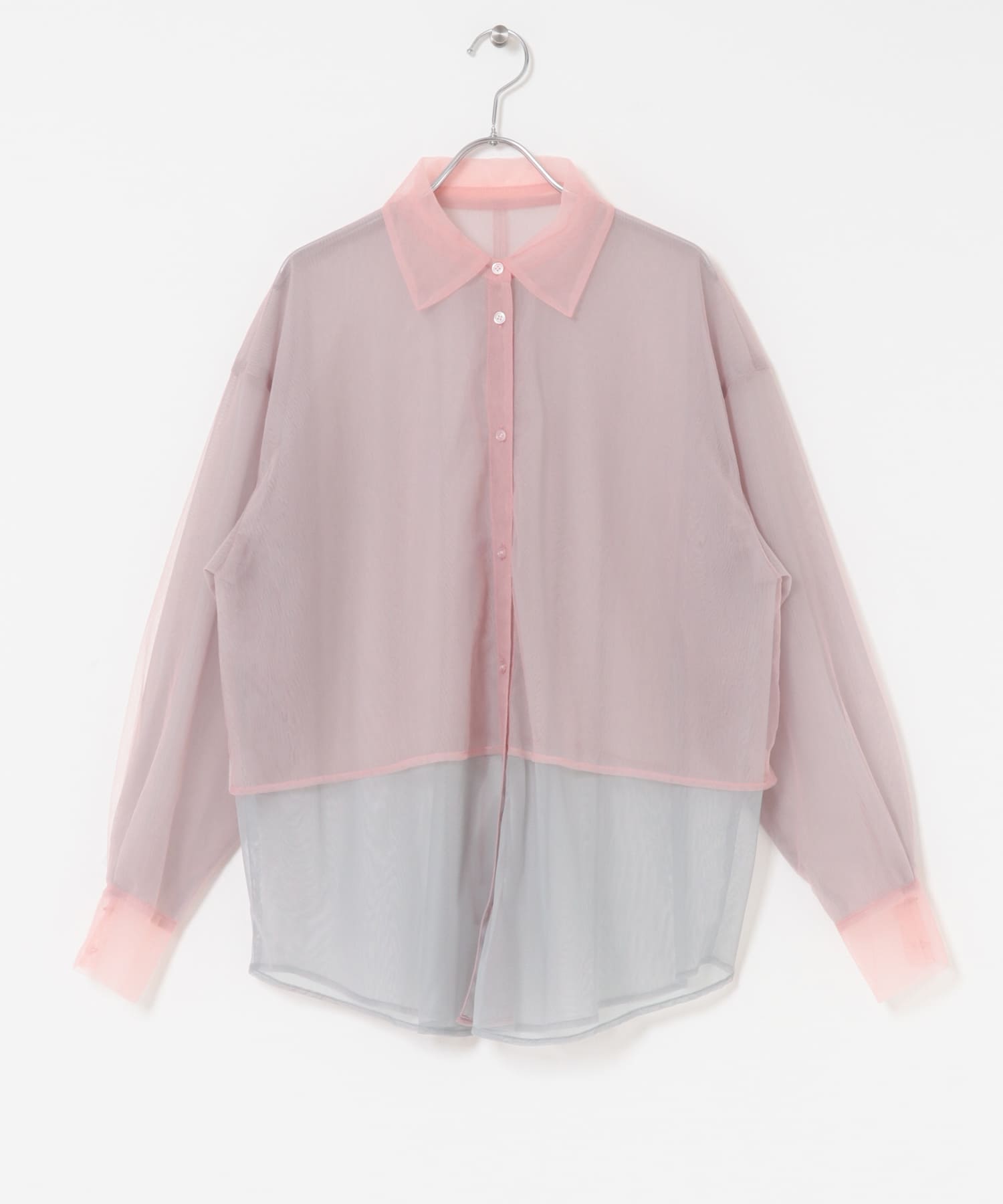 チュールレイヤードシャツ PINK×GRAY one