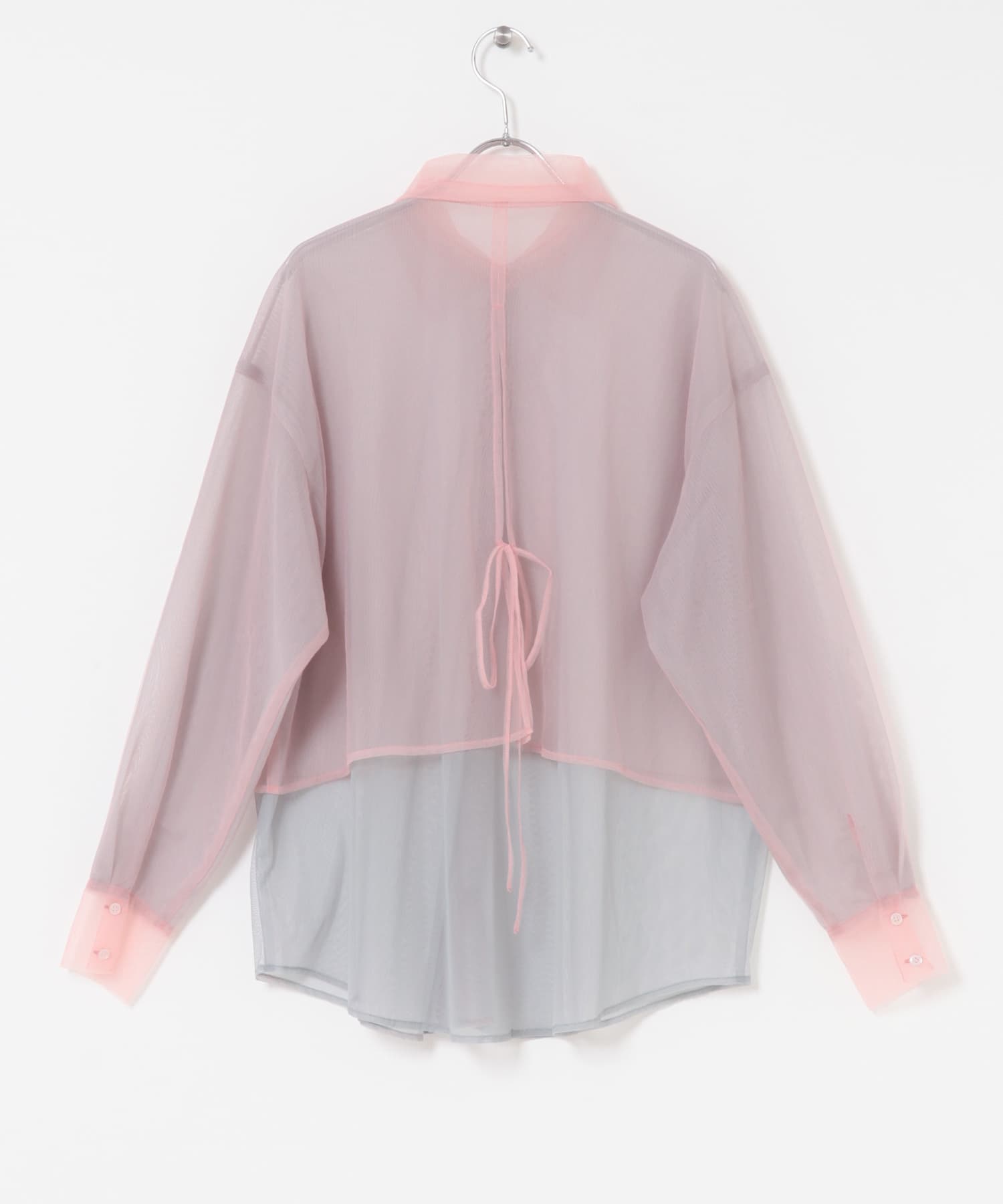 チュールレイヤードシャツ PINK×GRAY one