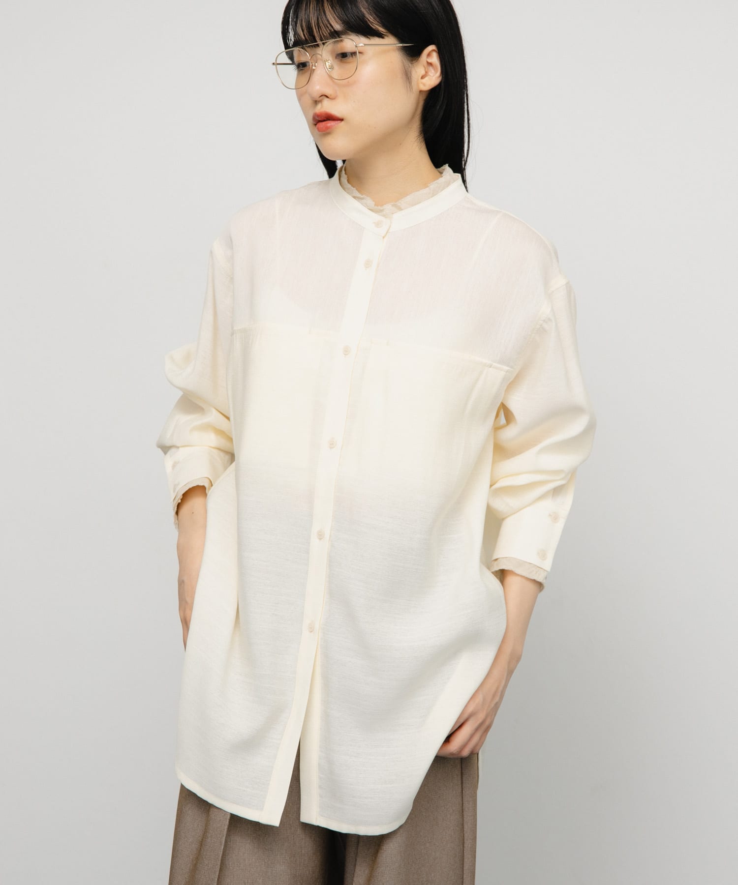 レイヤードライクロングシャツ
