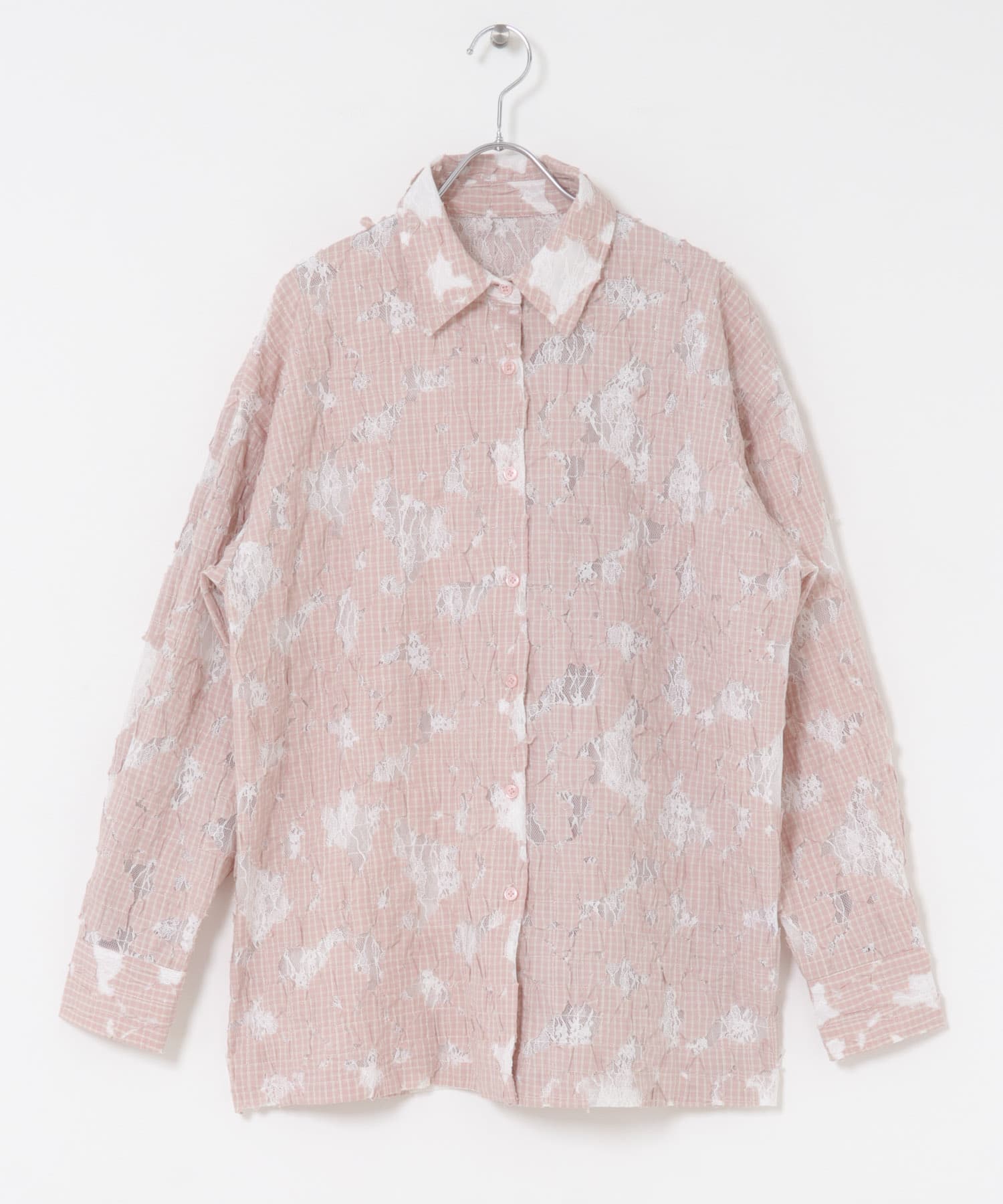 ステッチングチェックシャツ IVO×PINK one