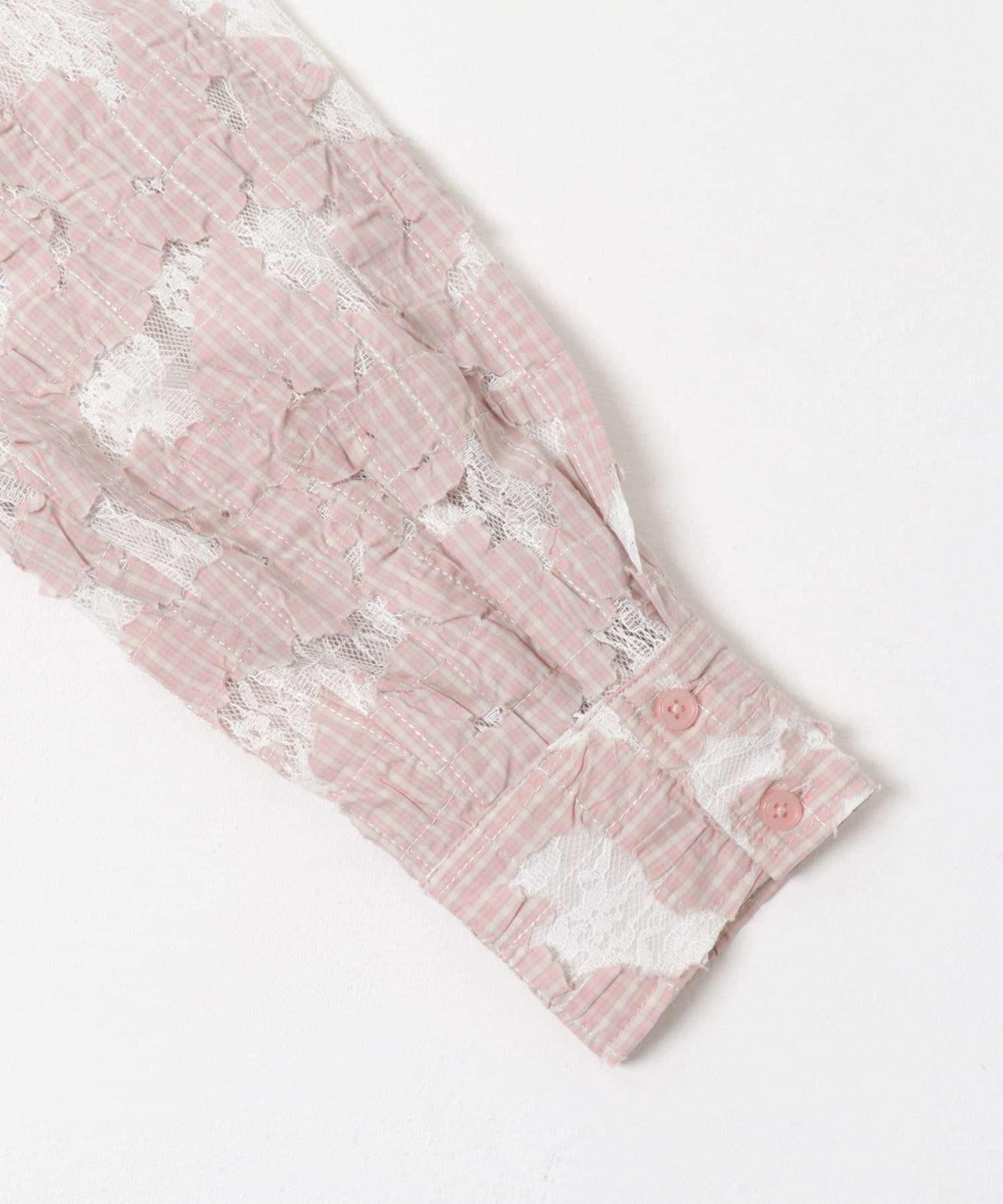 ステッチングチェックシャツ IVO×PINK one