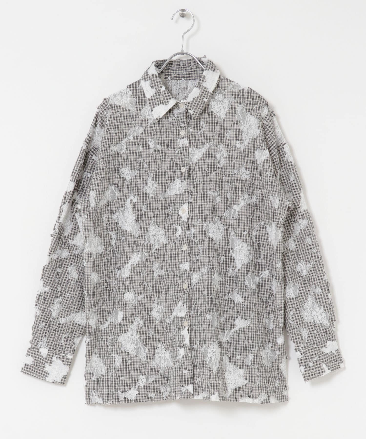 ステッチングチェックシャツ IVO×BLACK one