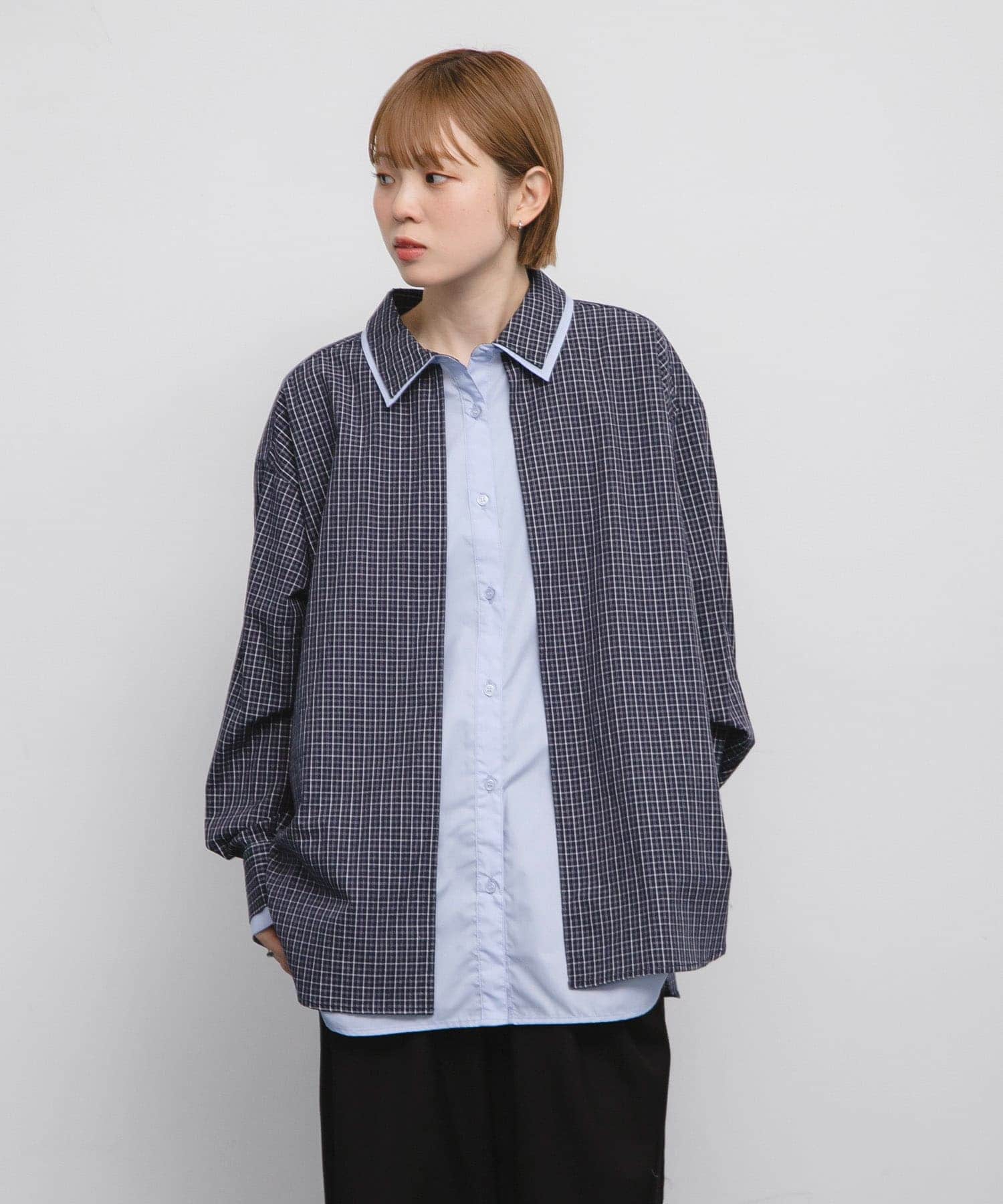 チェックレイヤードBIGシャツ