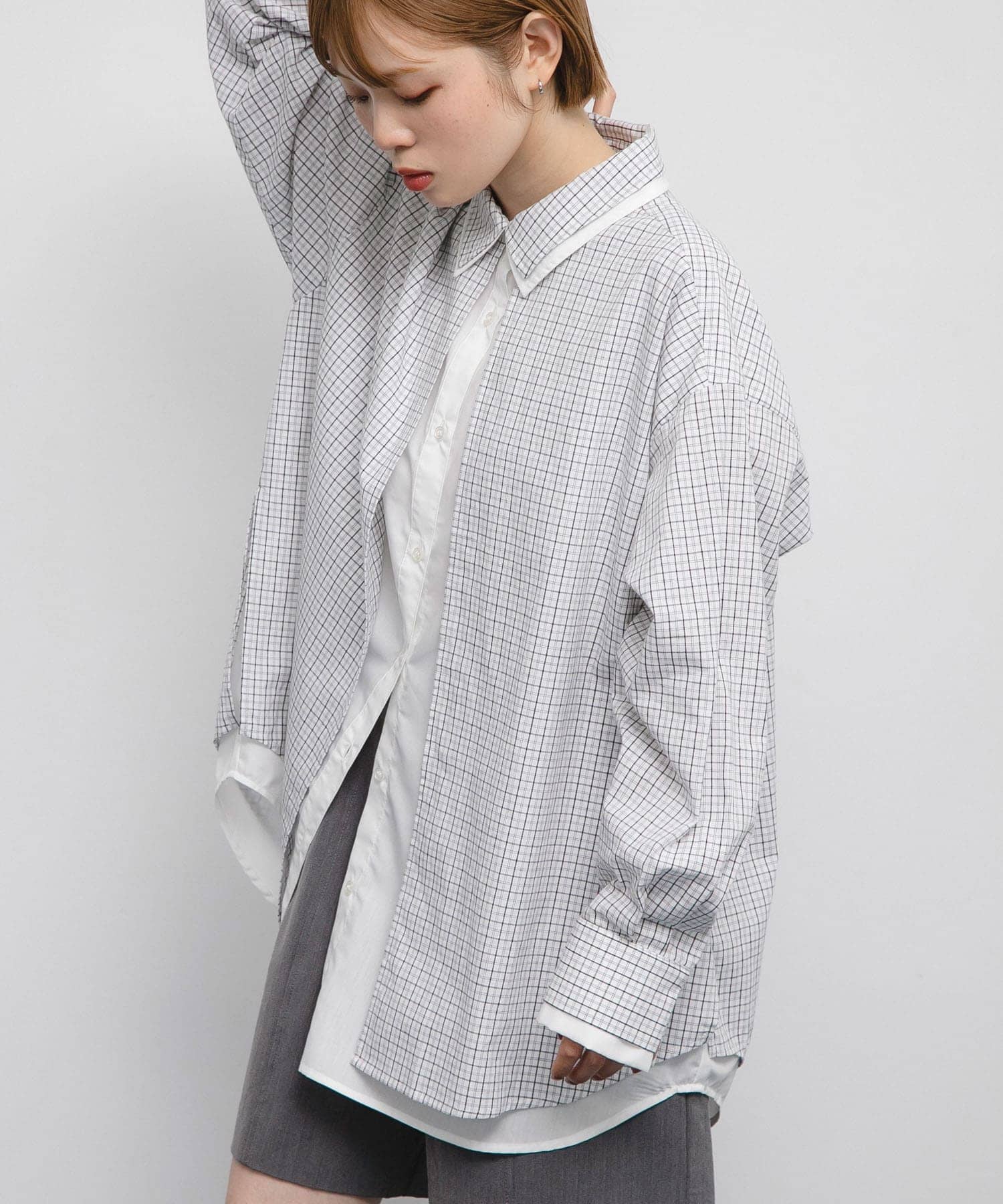 チェックレイヤードBIGシャツ