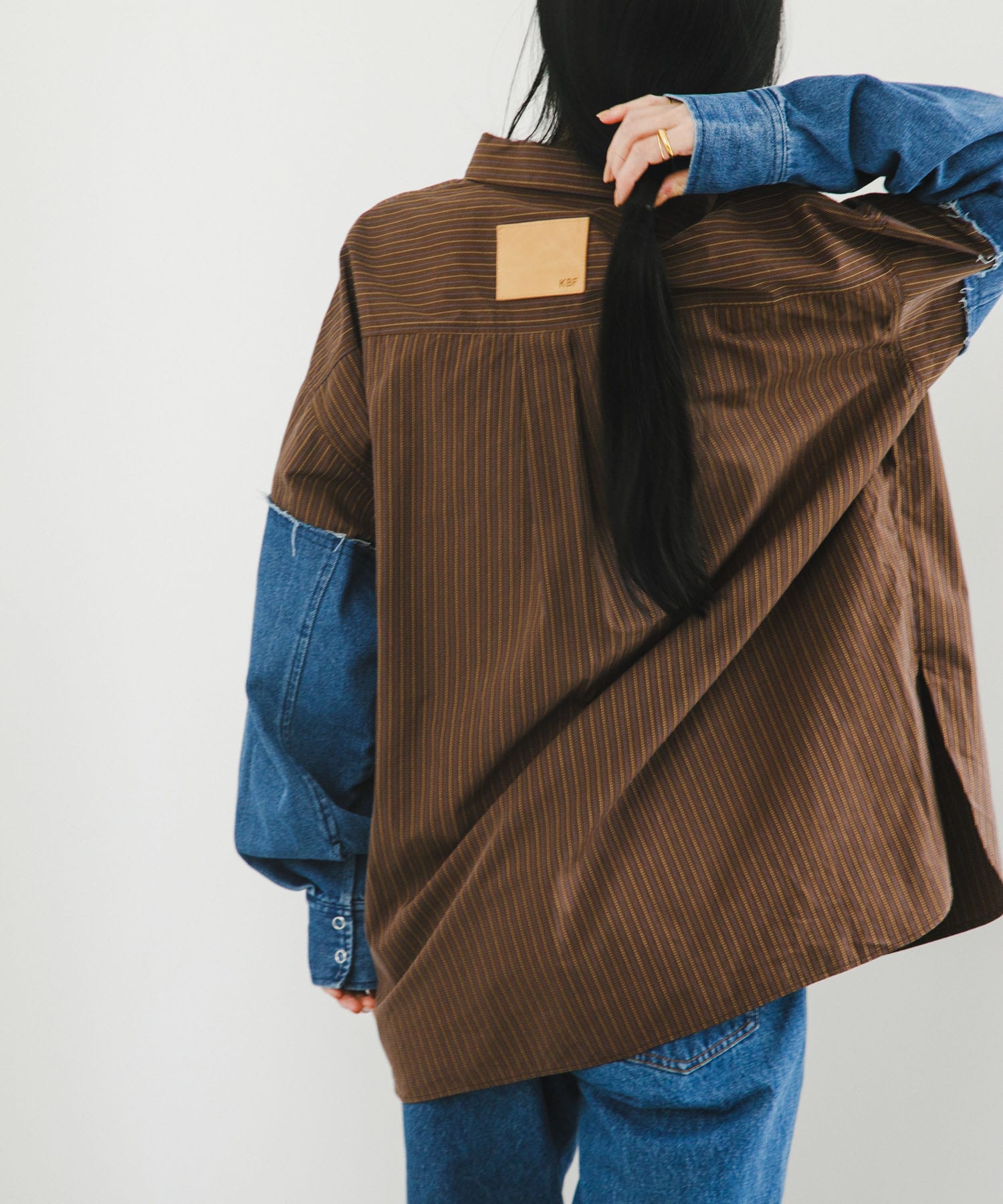 デニムスリーブリメイクシャツ