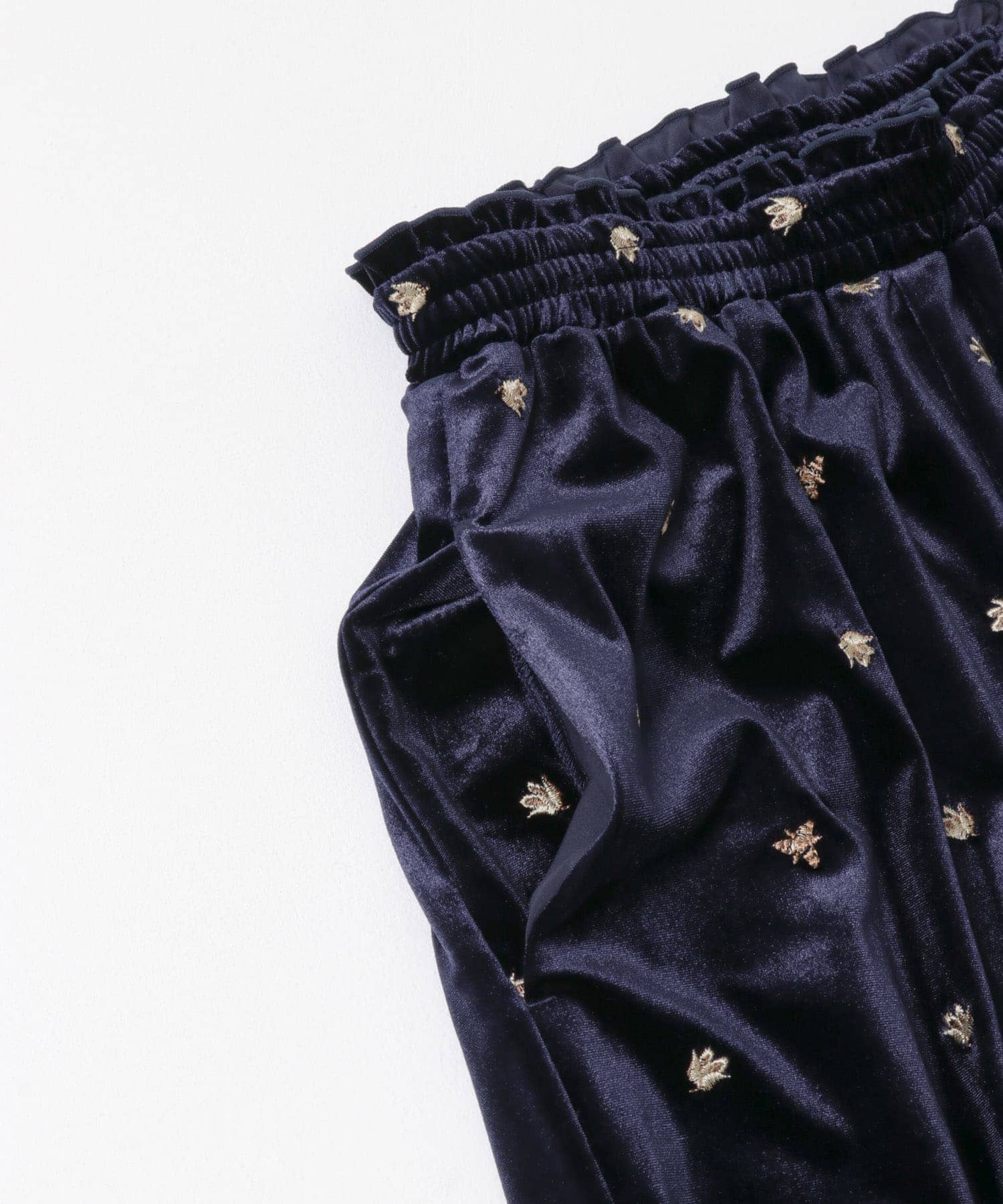 ベロアイージーパンツ NAVY刺繍 one