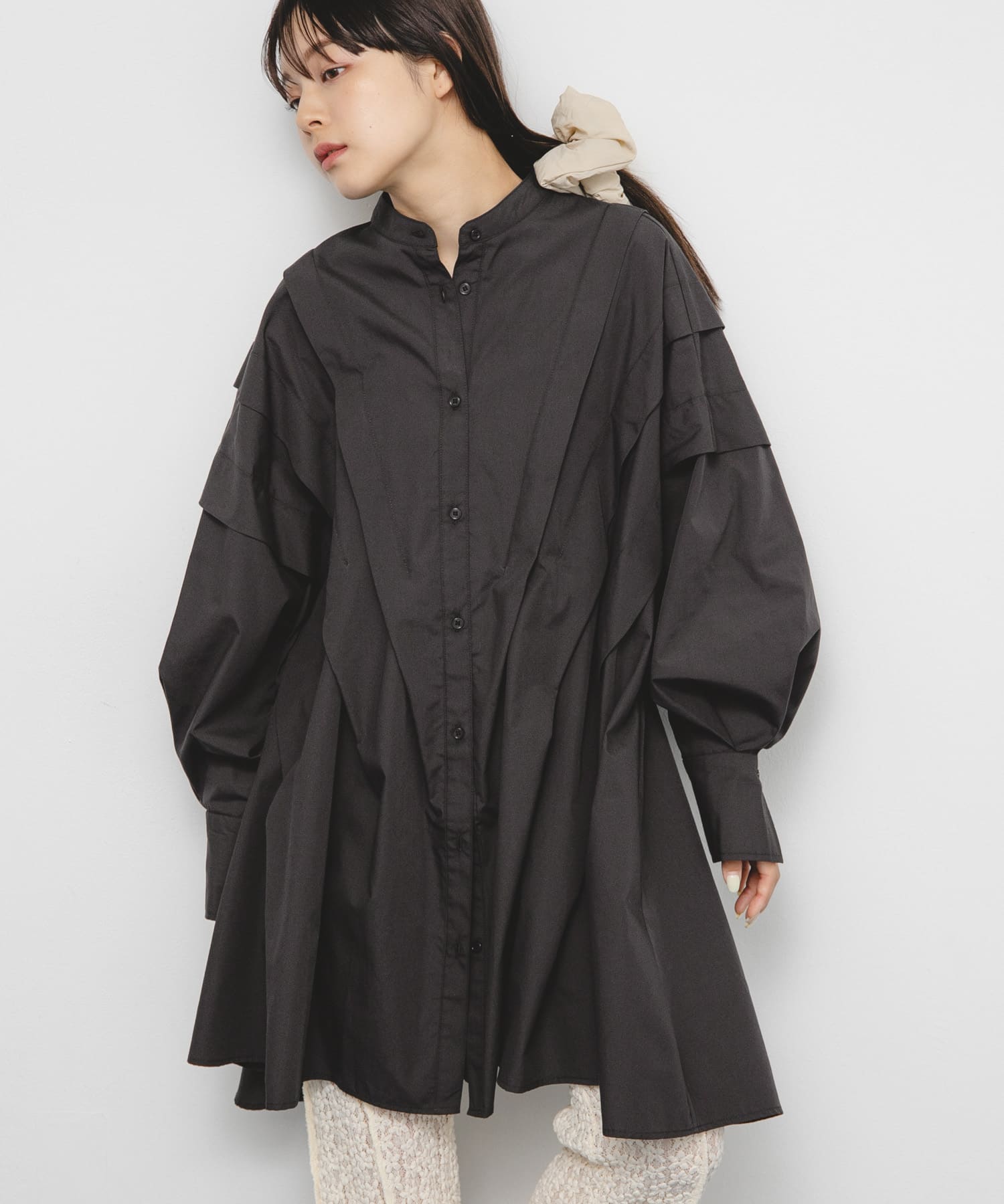 ボリュームタックミニワンピース