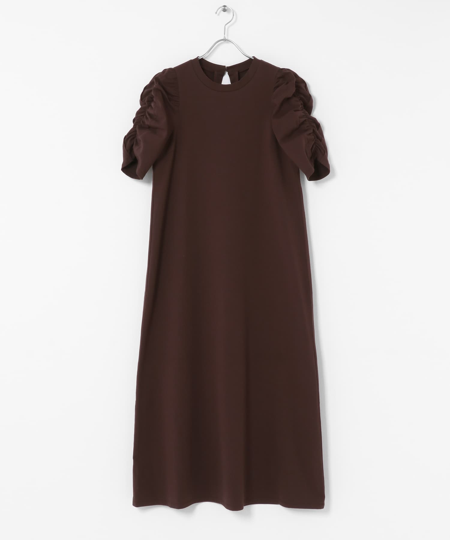 シャーリングスリーブカットワンピース BROWN one