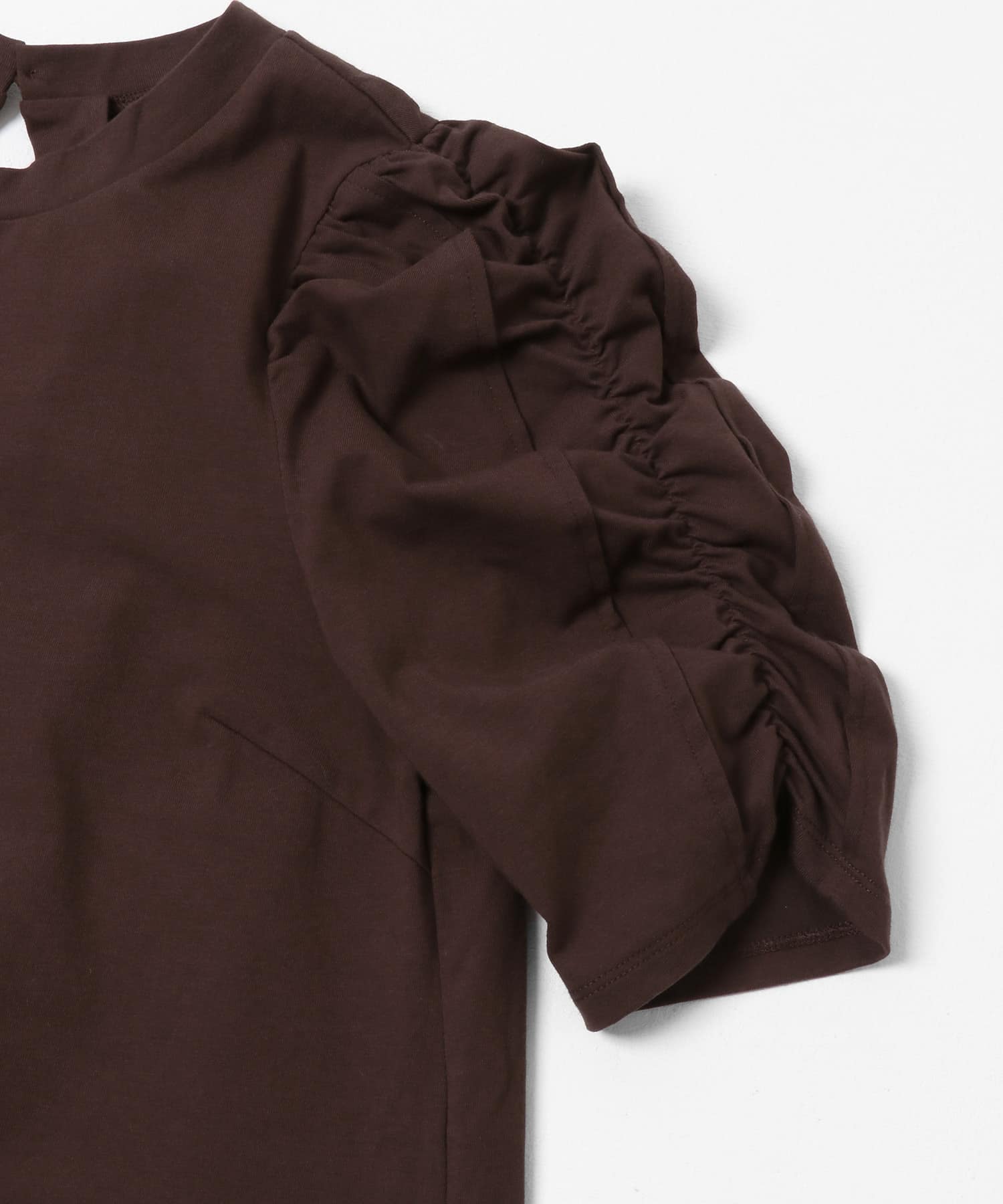 シャーリングスリーブカットワンピース BROWN one