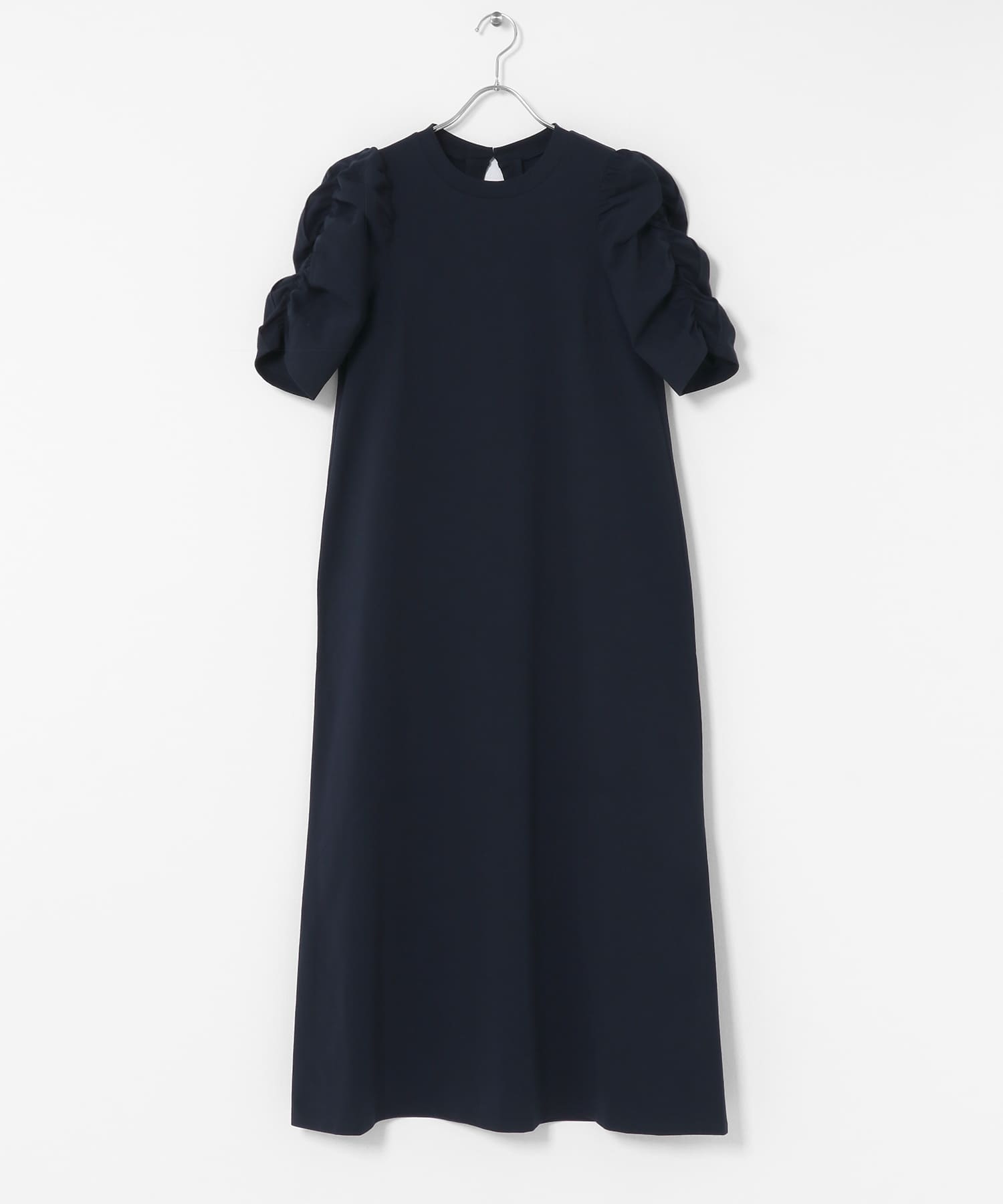シャーリングスリーブカットワンピース NAVY one