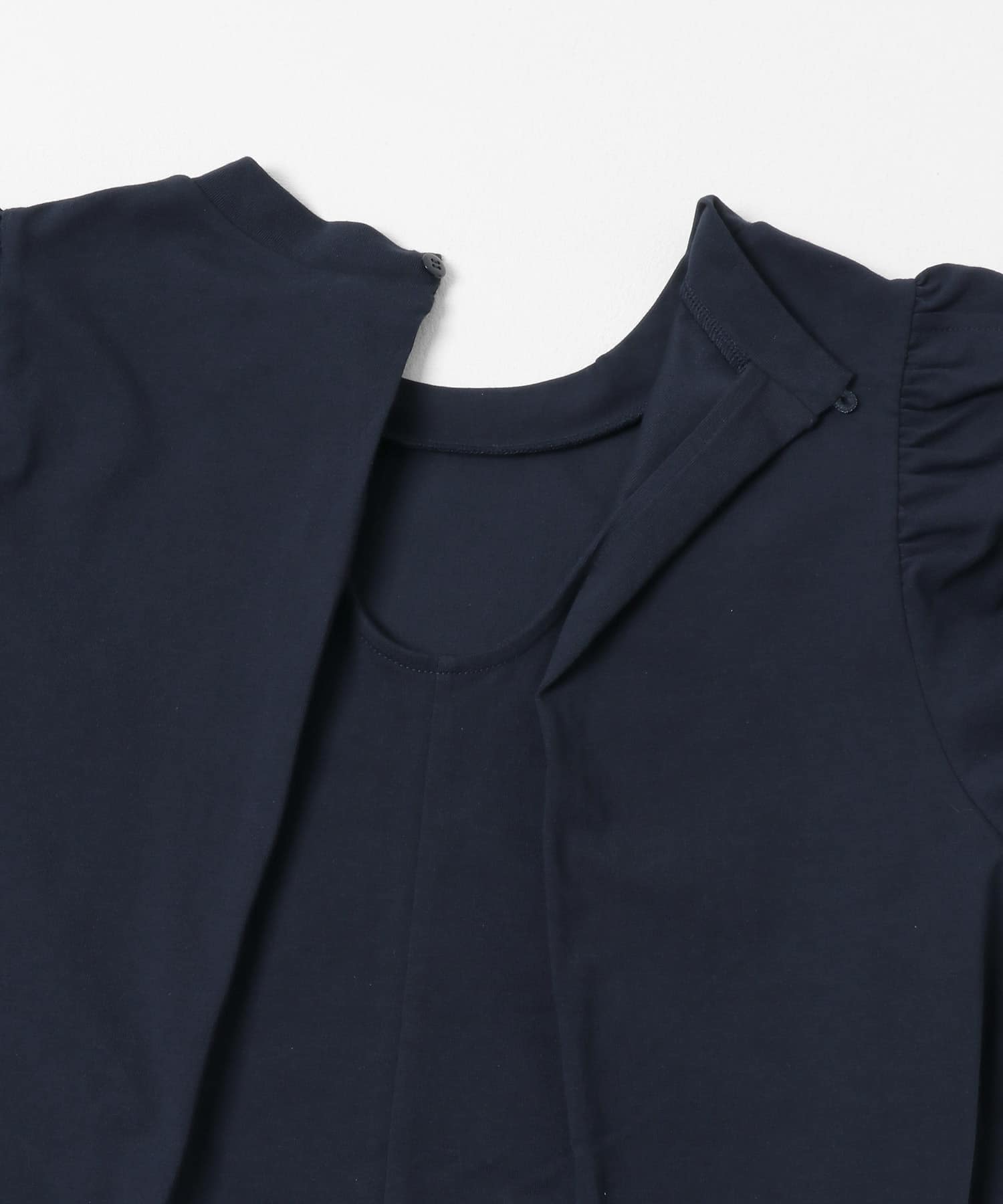 シャーリングスリーブカットワンピース NAVY one