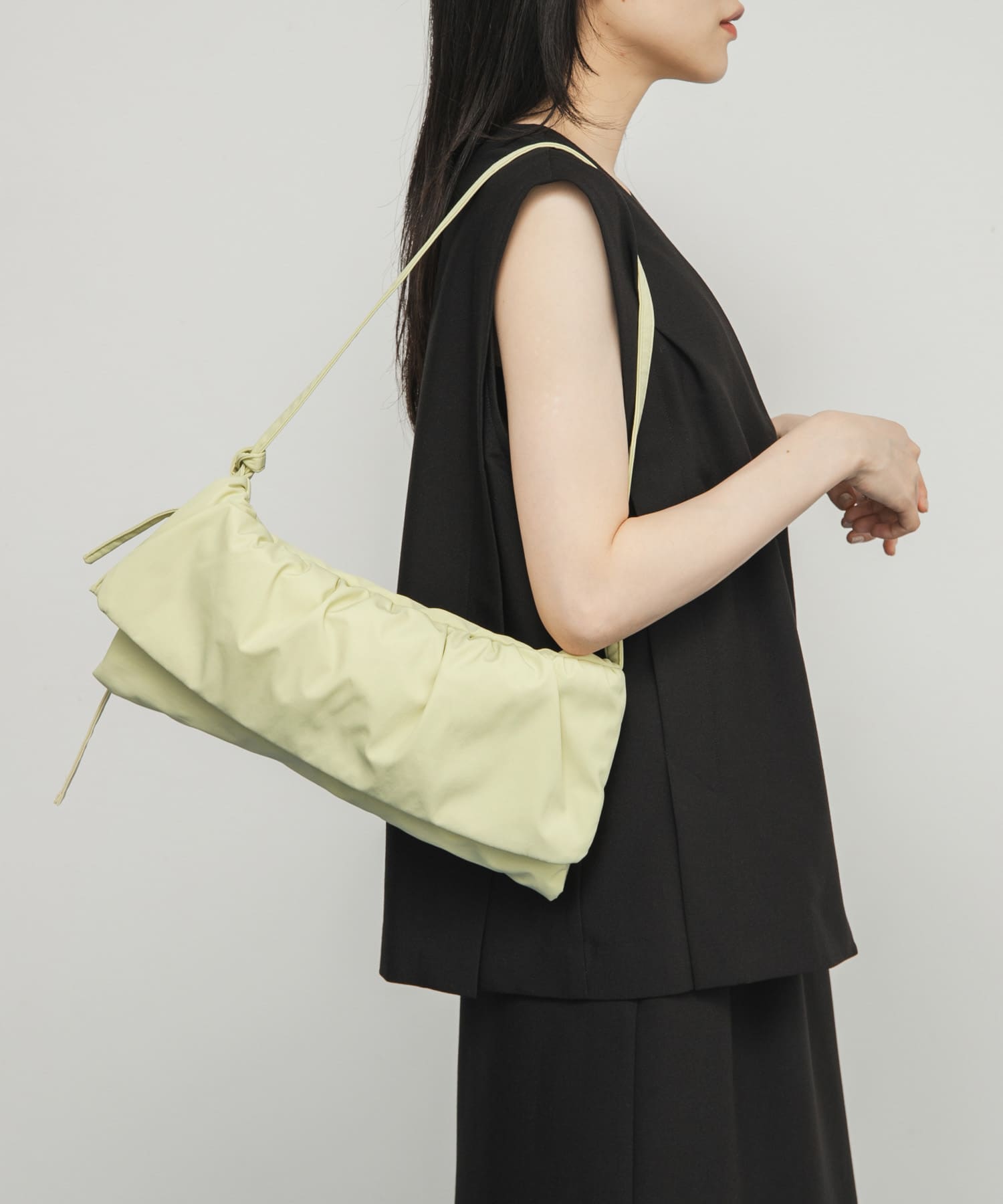 ナイロンギャザーフラップBAG PISTACHIO one