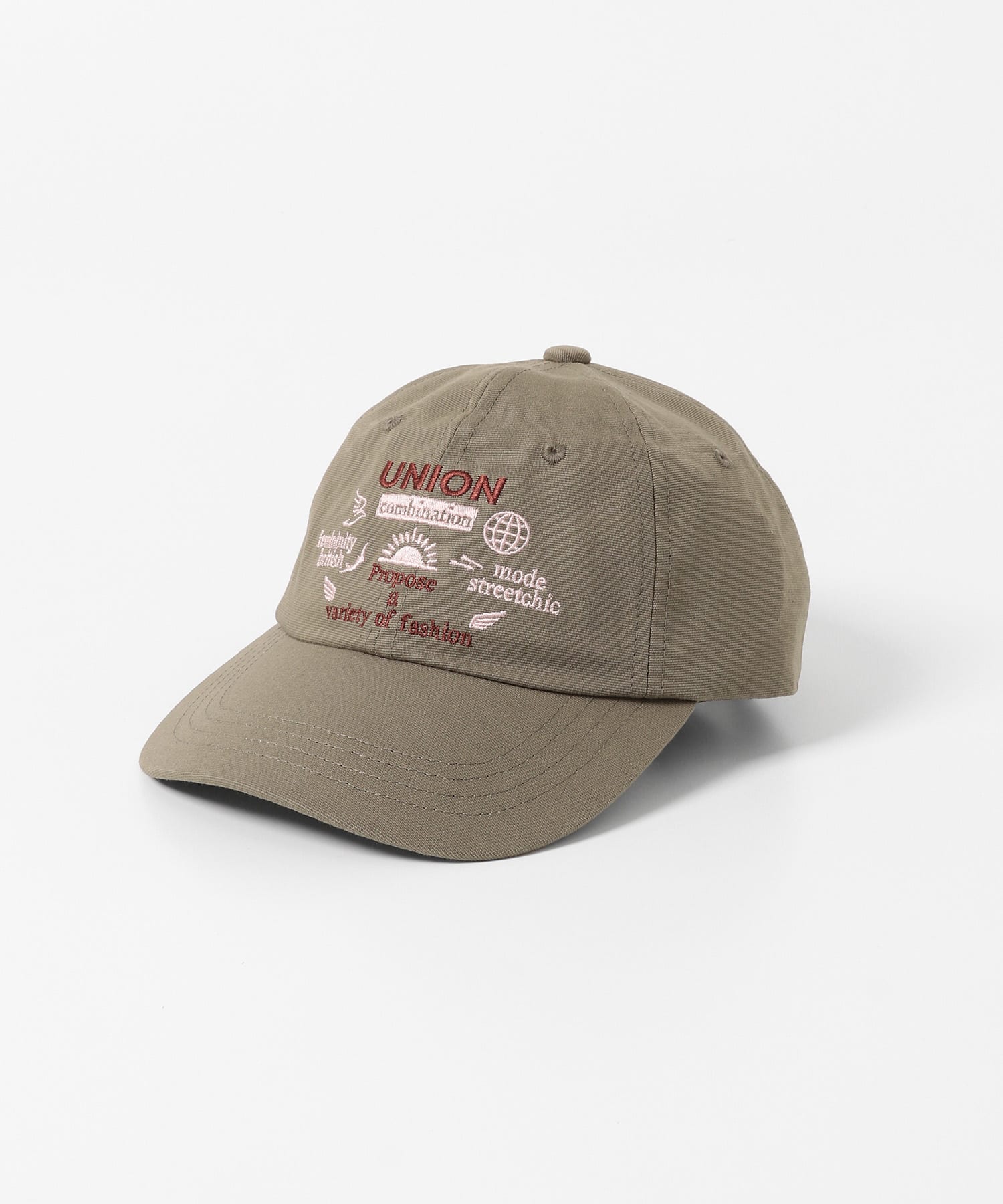 バイカラーエンブロイダリーCAP MOSS GREEN one