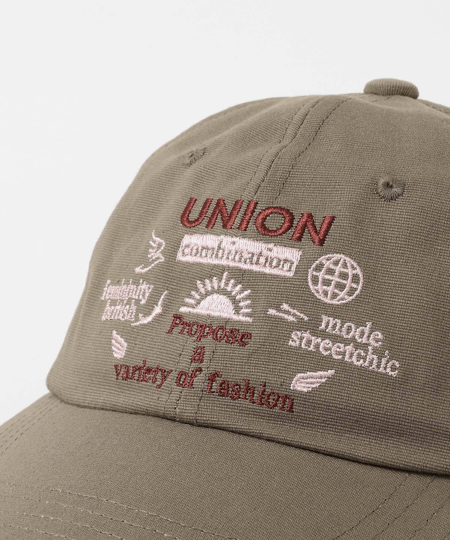 バイカラーエンブロイダリーCAP MOSS GREEN one