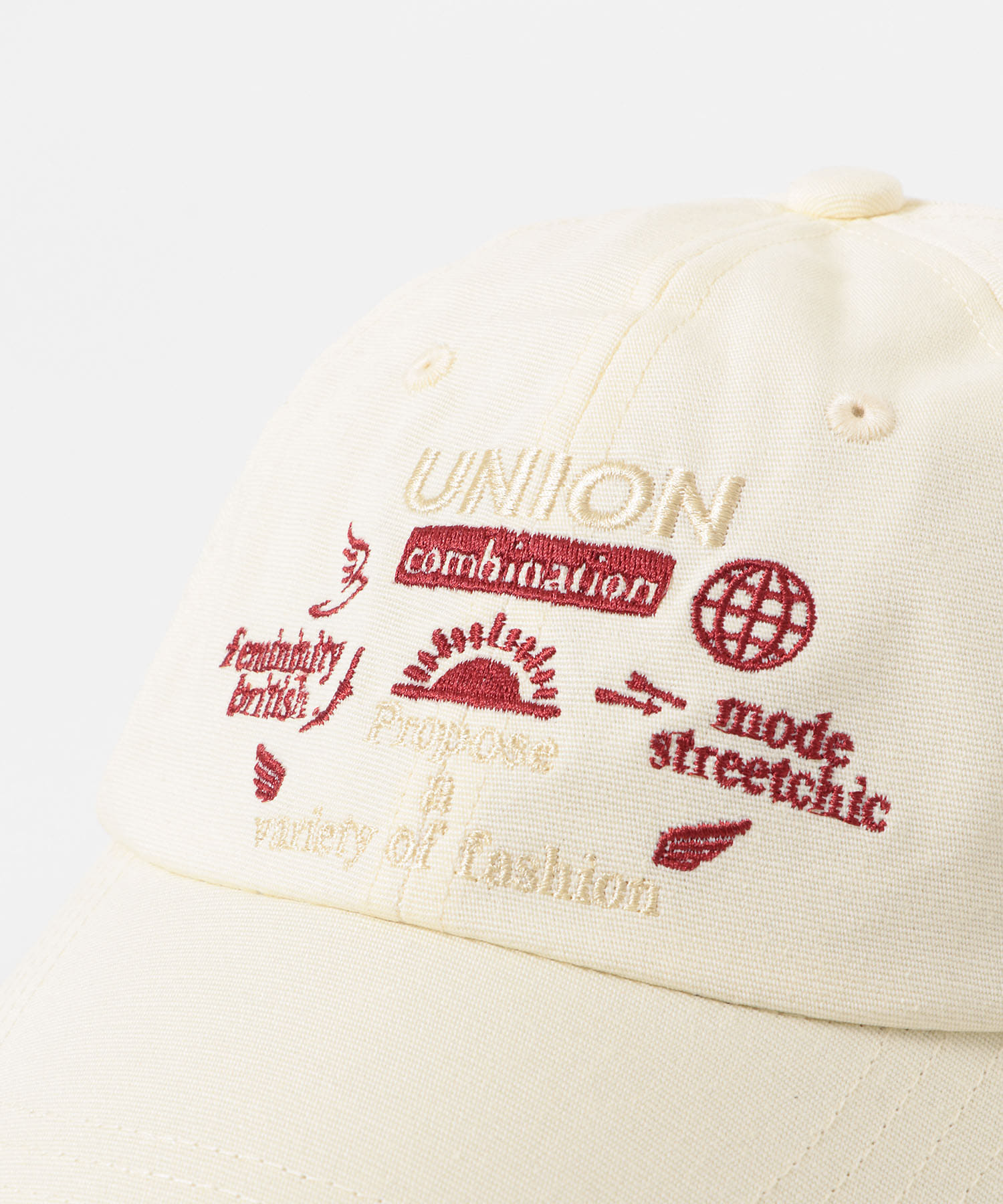 バイカラーエンブロイダリーCAP IVORY one