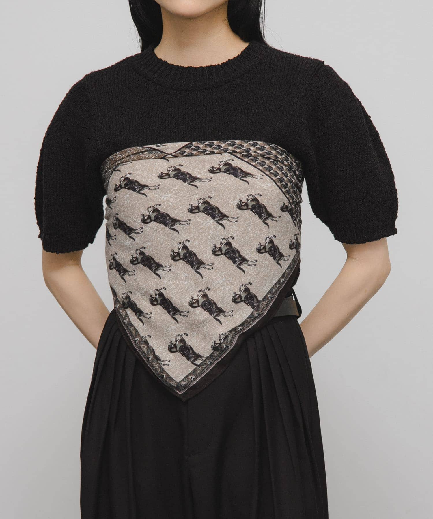 ホースデザインビッグスカーフ BROWN one