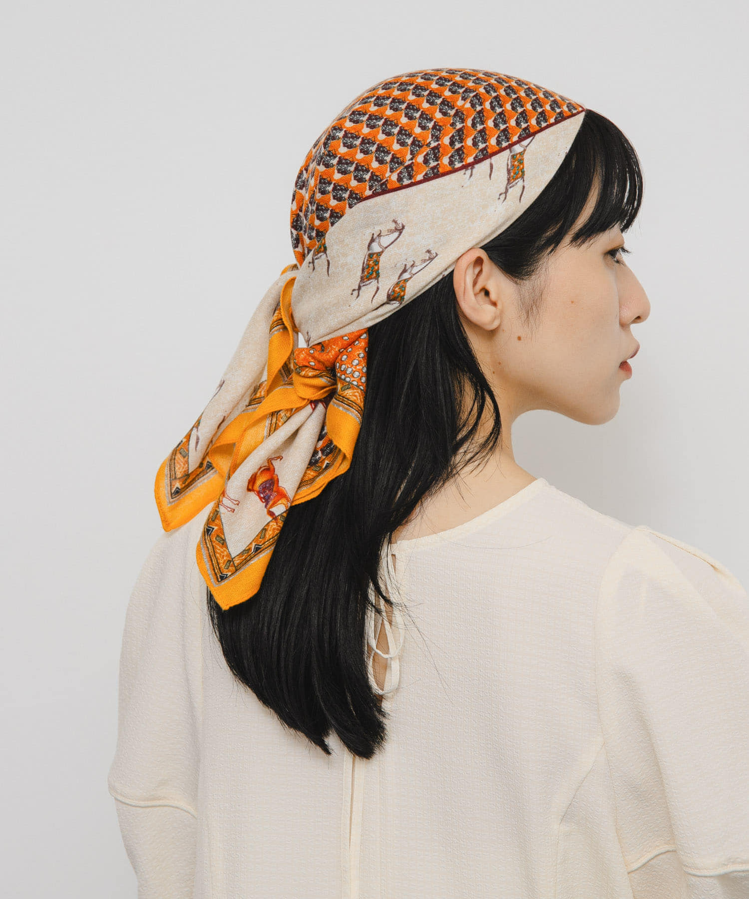 ホースデザインビッグスカーフ ORANGE one