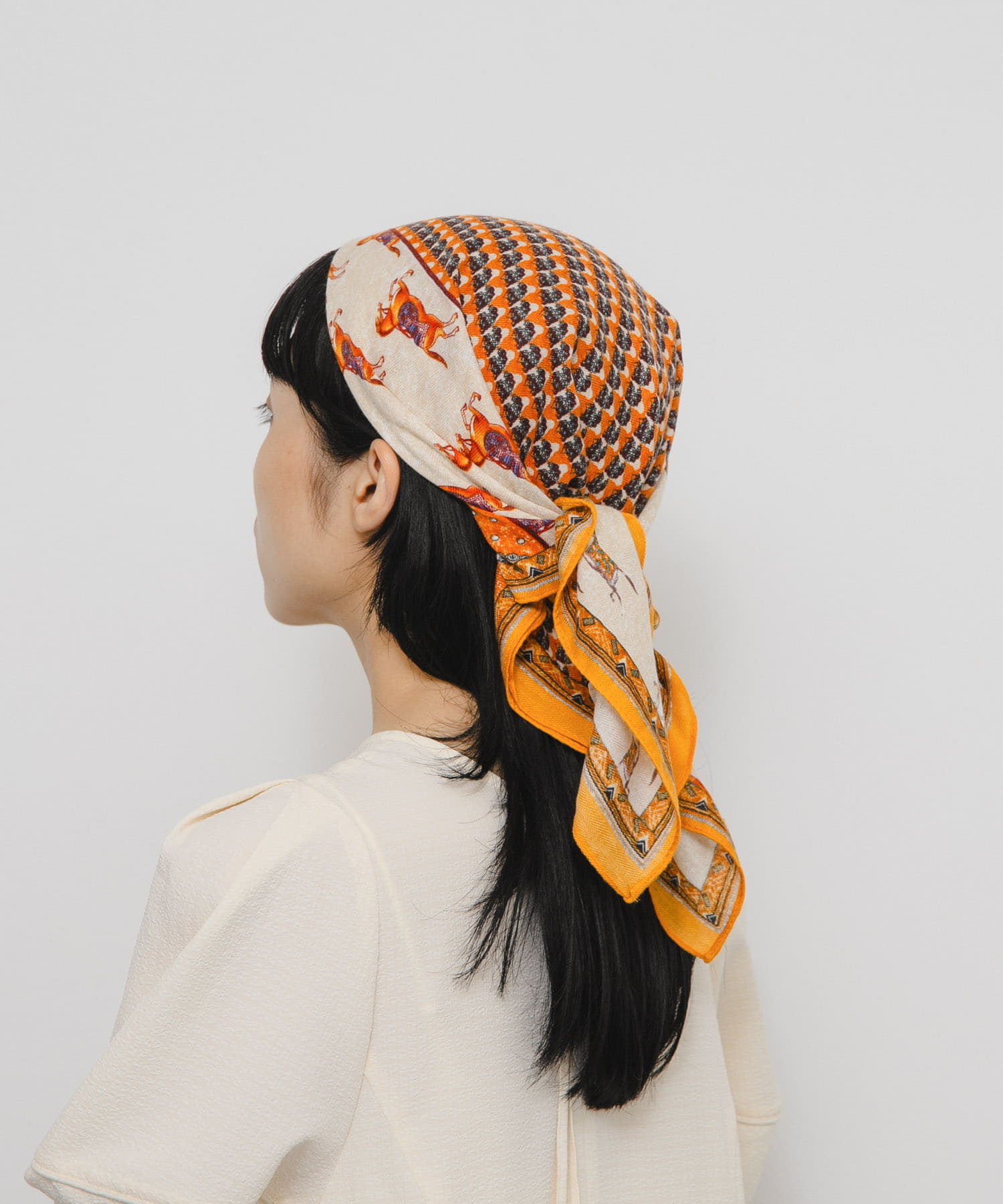 ホースデザインビッグスカーフ ORANGE one