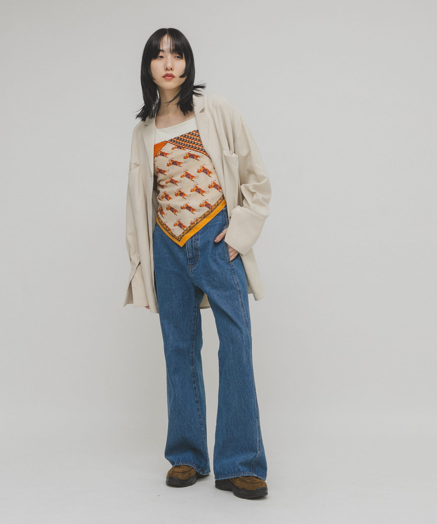 ホースデザインビッグスカーフ ORANGE one