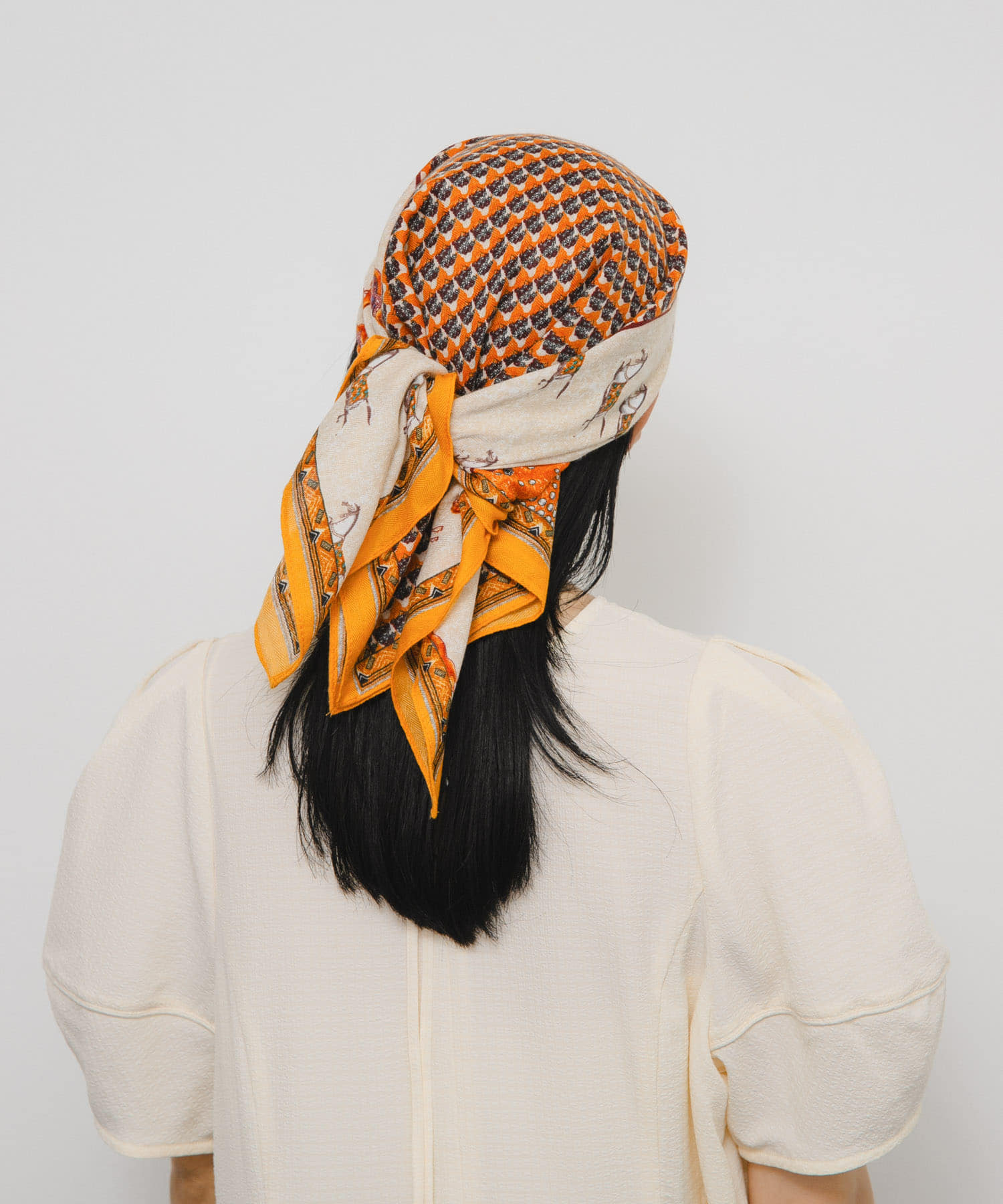 ホースデザインビッグスカーフ ORANGE one