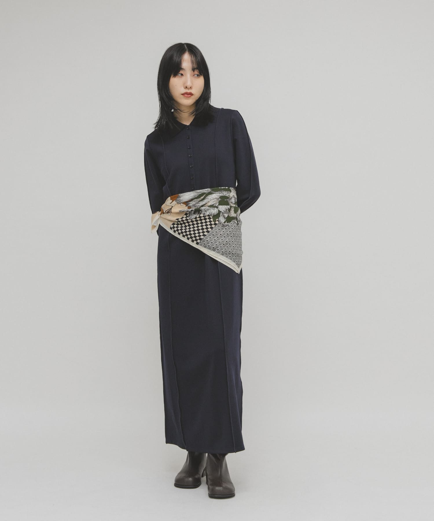 フラワーデザインビッグスカーフ GREEN one